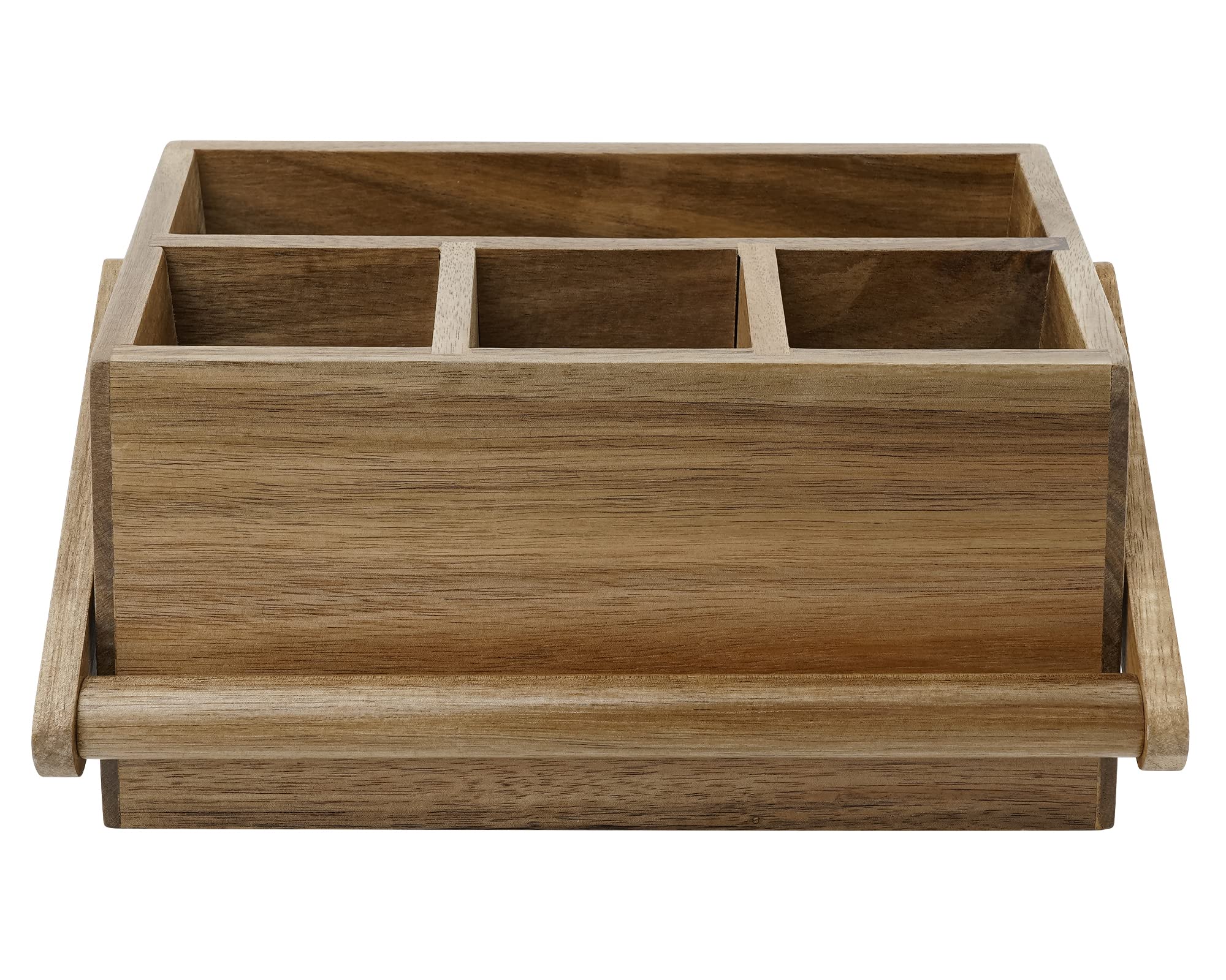 Vaefae Acacia Silverware Caddy With Handle, Wooden Utensil Holder, Mulip-Pose Organizer For Kitchen, Office, Bathroom, Bedroom