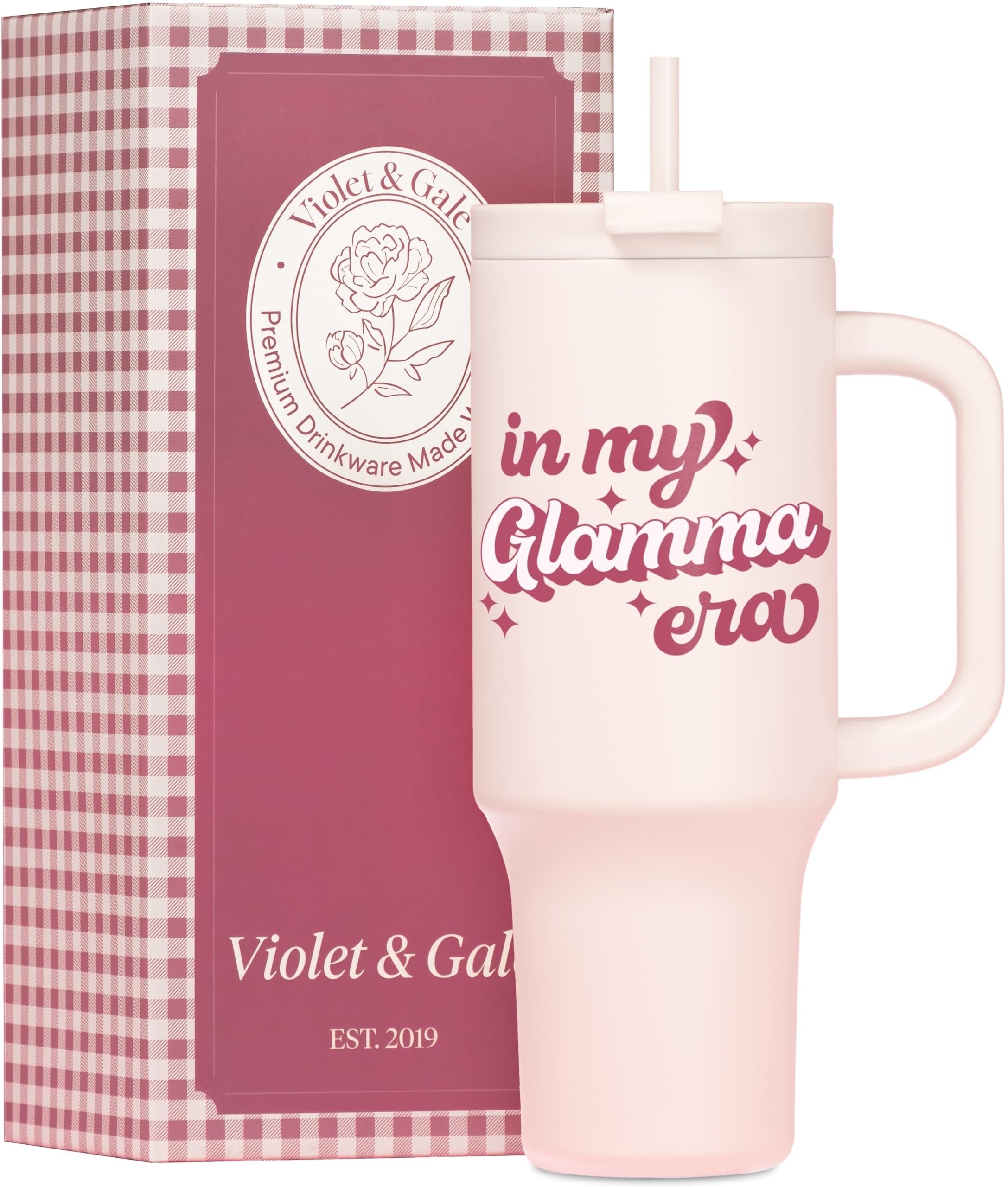 Violet & Gale Glamma Gifts For Grandma - Retro Collection - 40Oz Insulated Tumbler With Handle, First Time Grandma Gift, New Gra