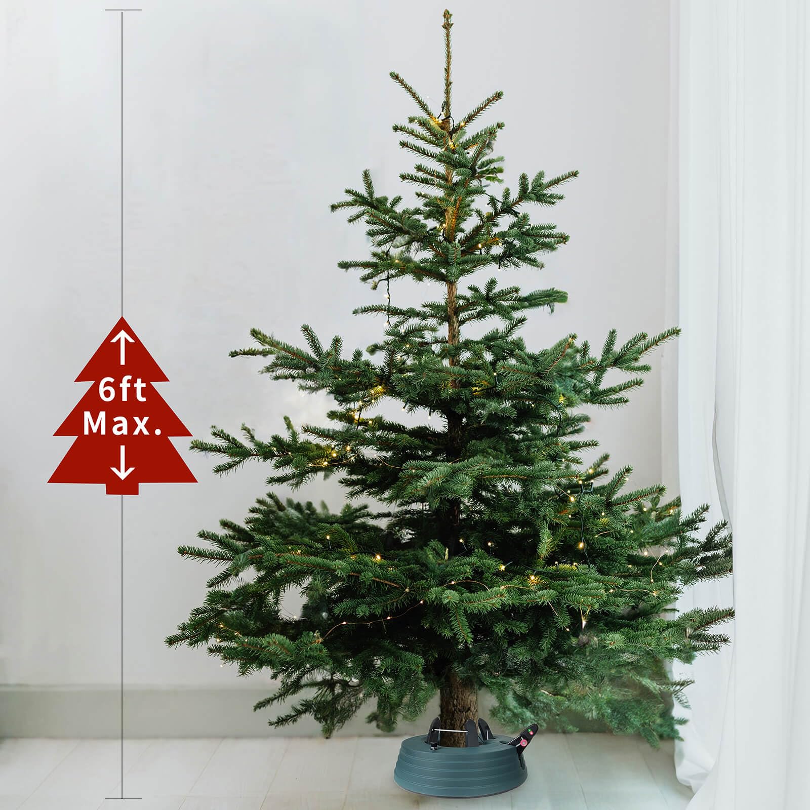 JILUVA Christmas Tree Stand with Water Reservoir, Foot Press Easy Setup, Fits up to 6 Ft Real Tree with 5.1 Diameter, Equipped w