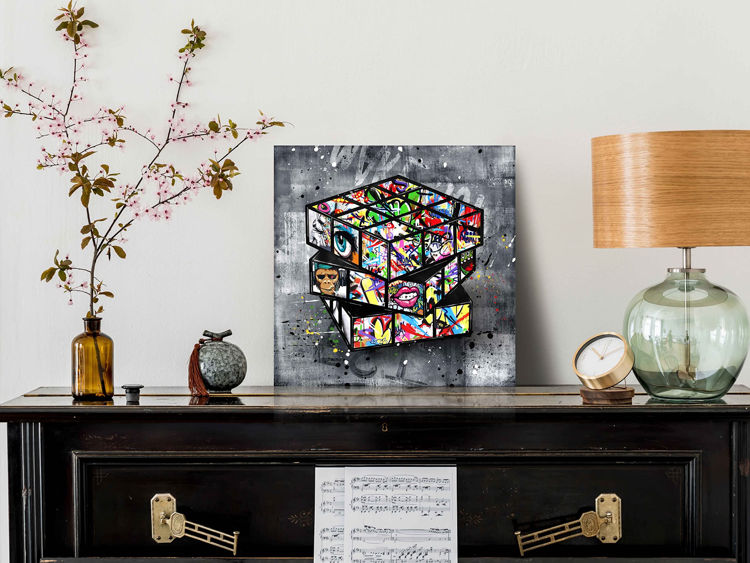 Sixttart Banksy Canvas Wall-Art For Bedroom - Street Graffiti Wall Art Abstract Painting Pop Art Wall Decor Modern Home Office D