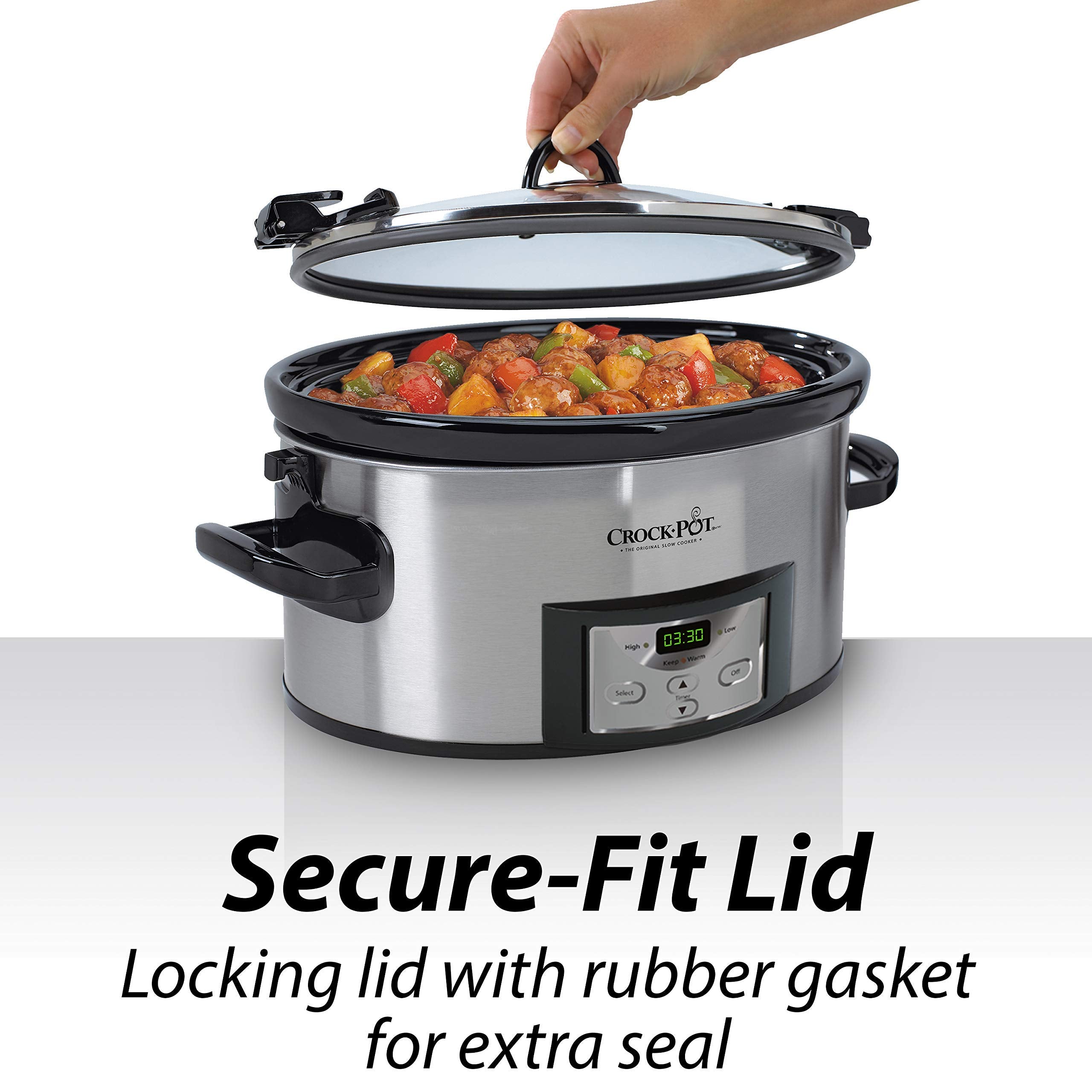 Crock-Pot 6 Quart Cook & Carry Programmable Slow Cooker With Digital Timer, Stainless Steel (Cpscvc60Ll-S), Pack Of 1