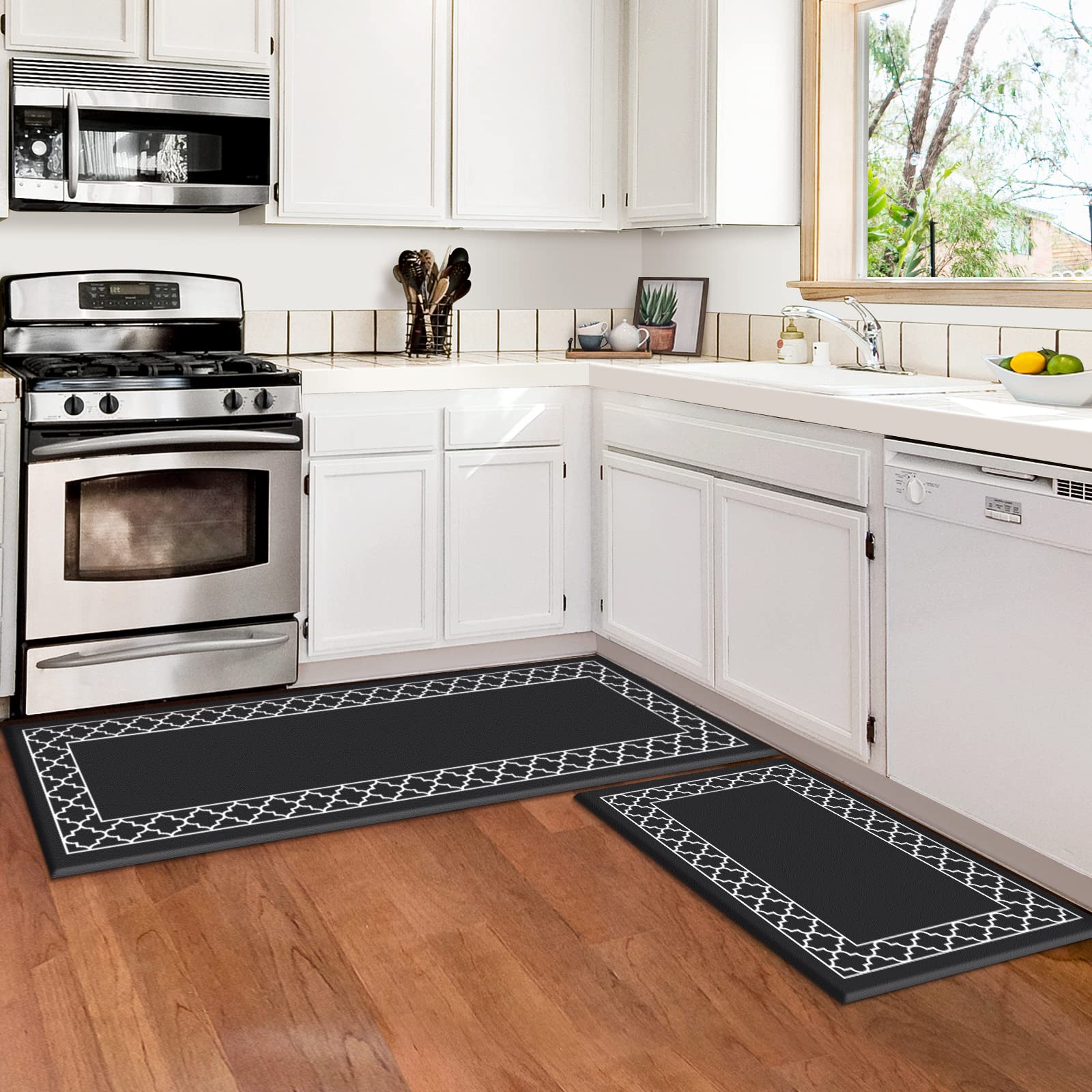 Luxstep Kitchen Mat Set Of 2 Anti Fatigue Mat, Non Slip Kitchen Rugs And Mats Waterproof Memory Foam Kitchen Rug, Standing Desk