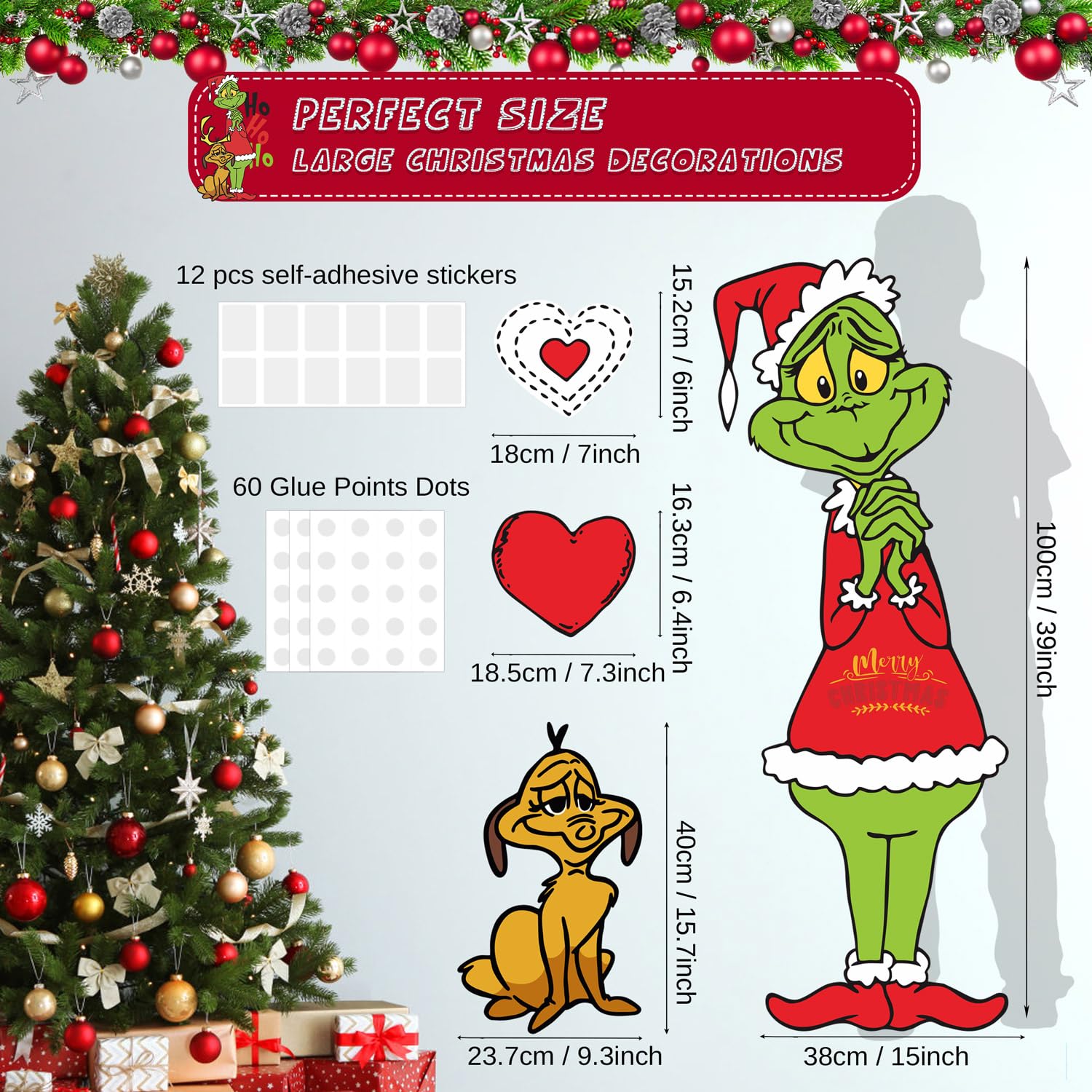 Large Funny Christmas Decorations, Christmas Classic Cardboard Cutouts for Xmas Wall Door Tree Porch Window Decor (Style1)