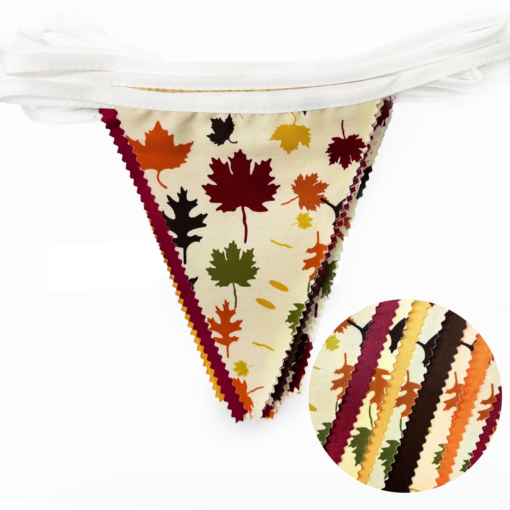 31Ft Fall Party Decorations Orange Brown Fall Maple Leaves Banner Fabric Triangle Flag Pennant Garland Streamers For Happy Fall
