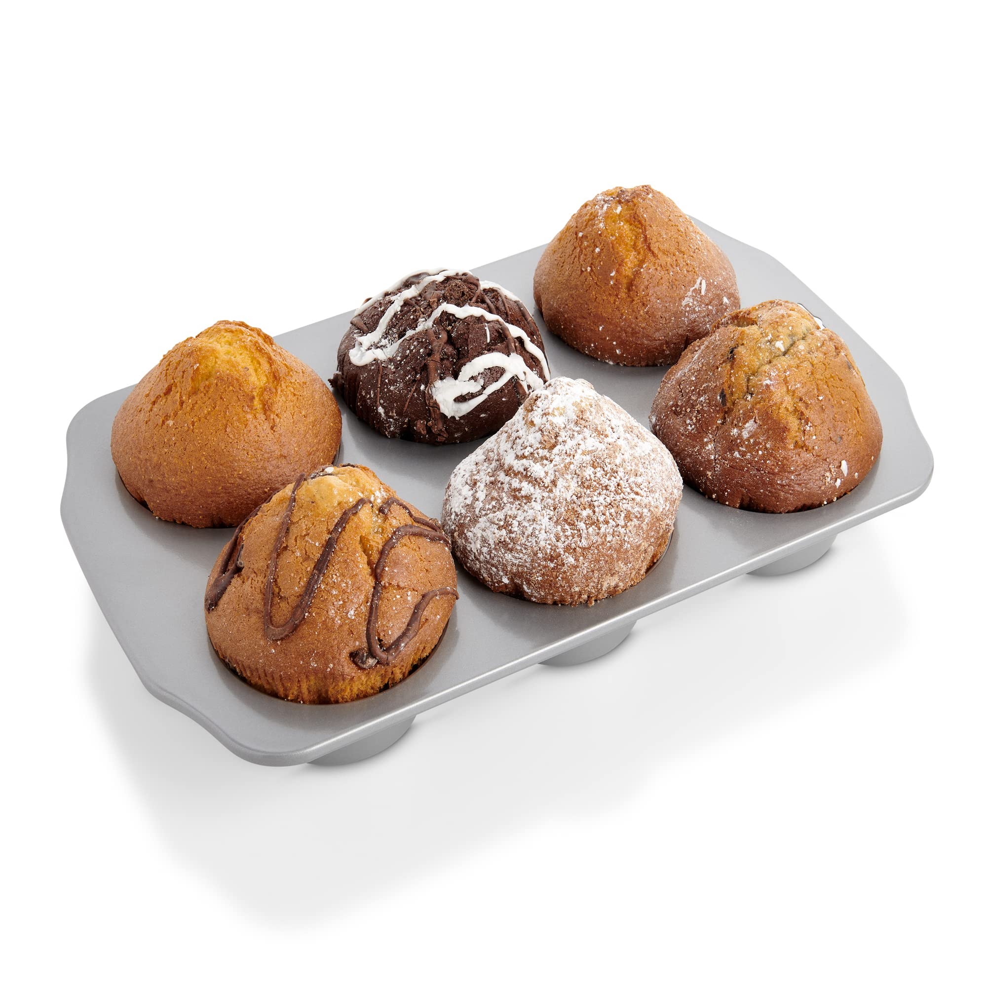Mrs. Anderson'S Baking Nonstick 6-Cup Jumbo Muffin Pan, Carbon Steel With Non-Stick Coating, Pfoa Free, 13 X 8.75-Inches