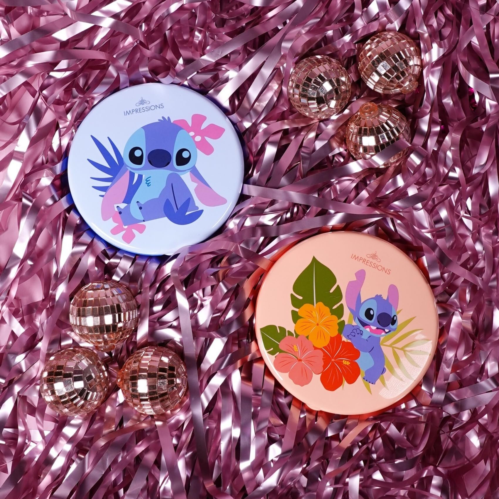 Impressions Vanity Disney Stitch Compact Mirror With Light, Double Sided Cute Travel Makeup Mirror With Magnification, Daylight