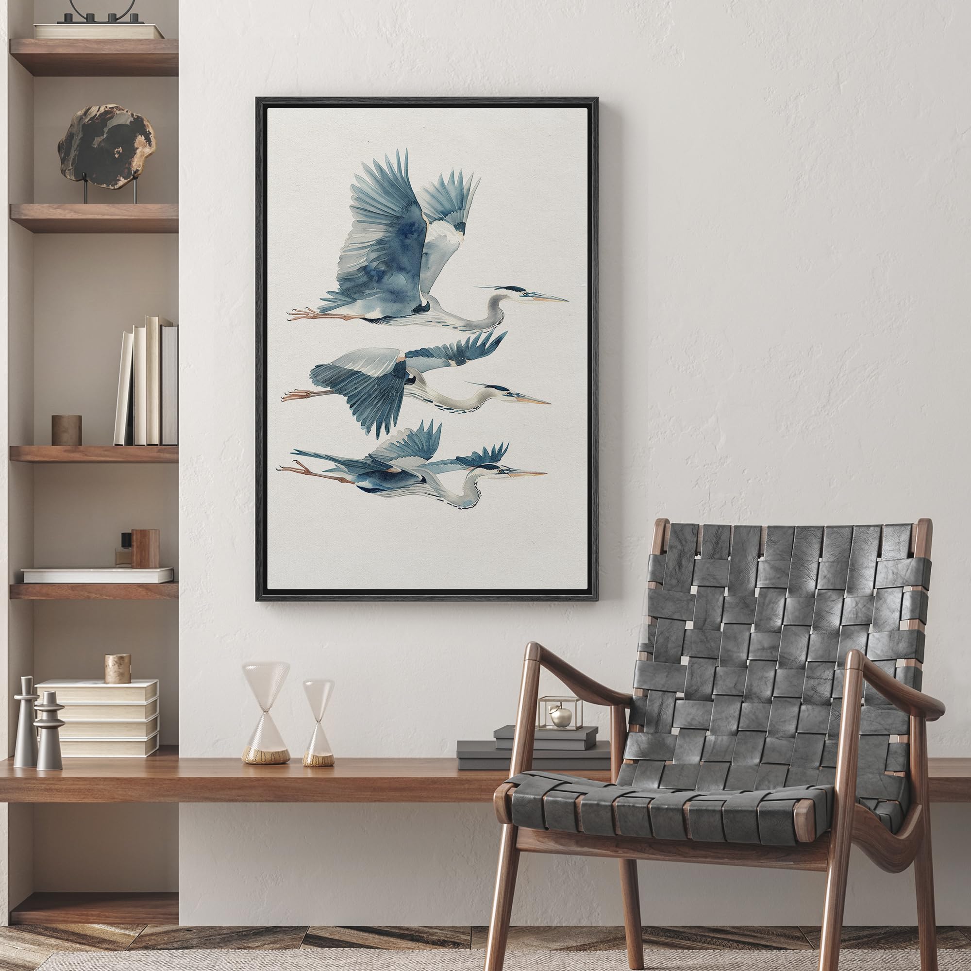 Wall26 Framed Canvas Print Wall Art Flight Of The Cranes Graceful Bird In Motion Illustrations Modern Art Decorative Multicolor