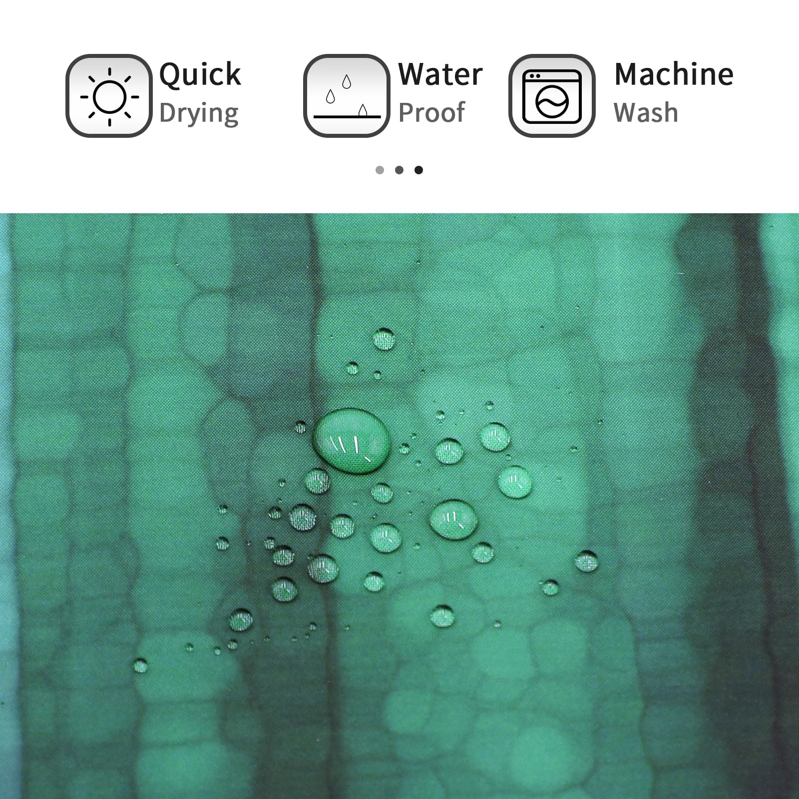 Gibelle Teal Shower Curtain, Cool Glass Texture Ombre Turquoise Shower Curtain, Abstract Modern Waterproof Fabric Bathroom Showe