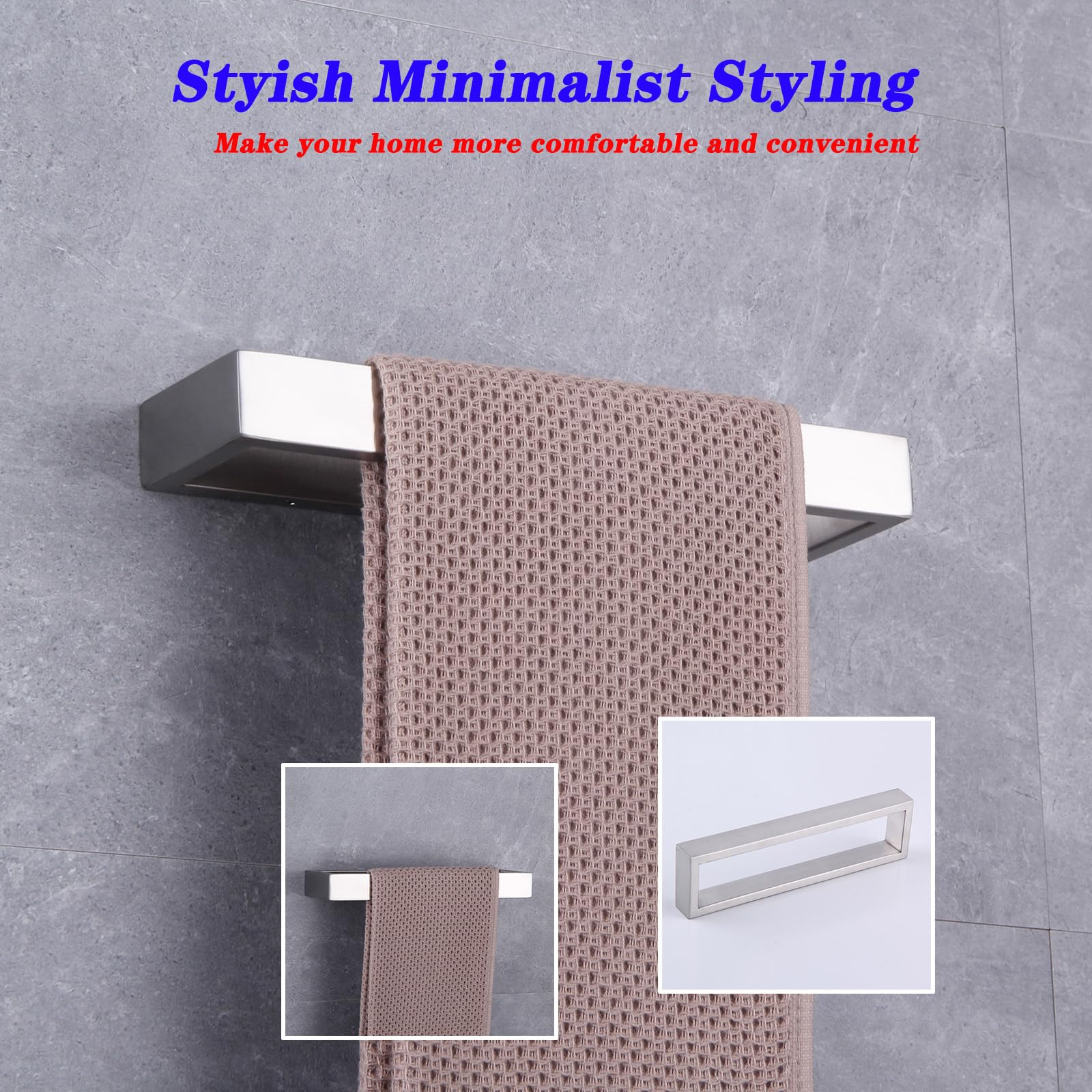 Gerzwy Contemporary Stainless Steel Wall Mounted 2-Piece Bathroom Hardware Set - Towel Rings Toilet Paper Holder, Brushed Finish