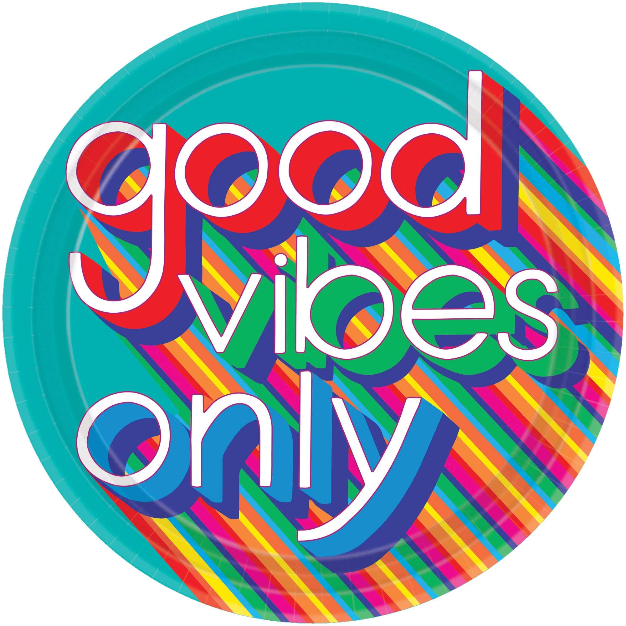 Amscan (Pkt) Good Vibes Paper Plates 27Cm (8 Pk)