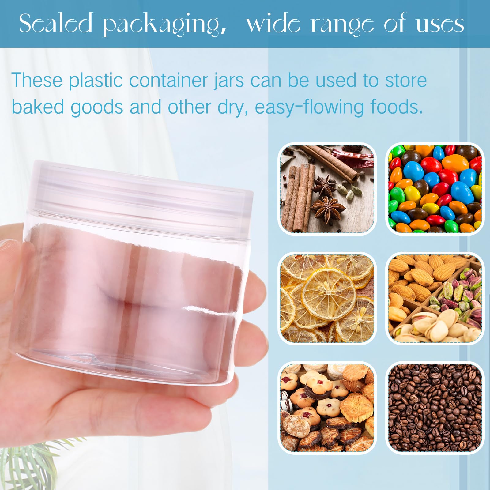 Satinior 100 Pcs Plastic Jars With Lids Small Containers Lids Wide Mouth Small Plastic Containers For Lotion Cream Rhinestones B