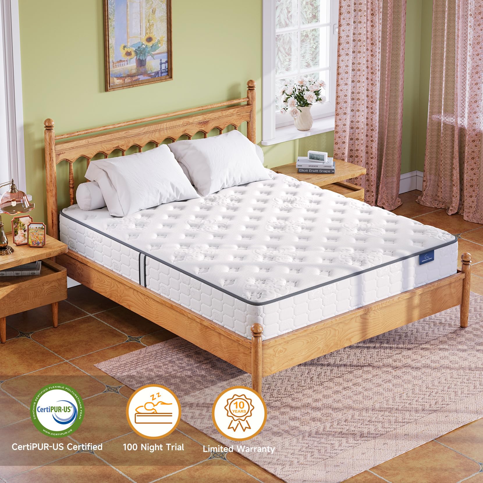 Vesgantti Twin Mattress, 10 Inch Twin Size Hybrid Mattress In A Box, Twin Bed Innerspring Mattress With Gel Memory Foam And Pock
