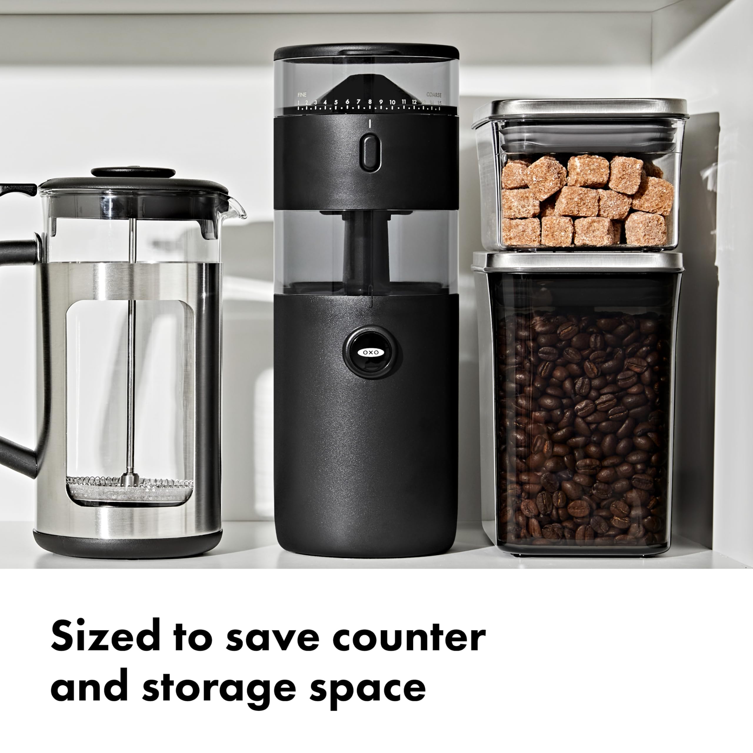 OXO Brew Compact Conical Burr Coffee Grinder, 50g, Black, Plastic, Model 8720800