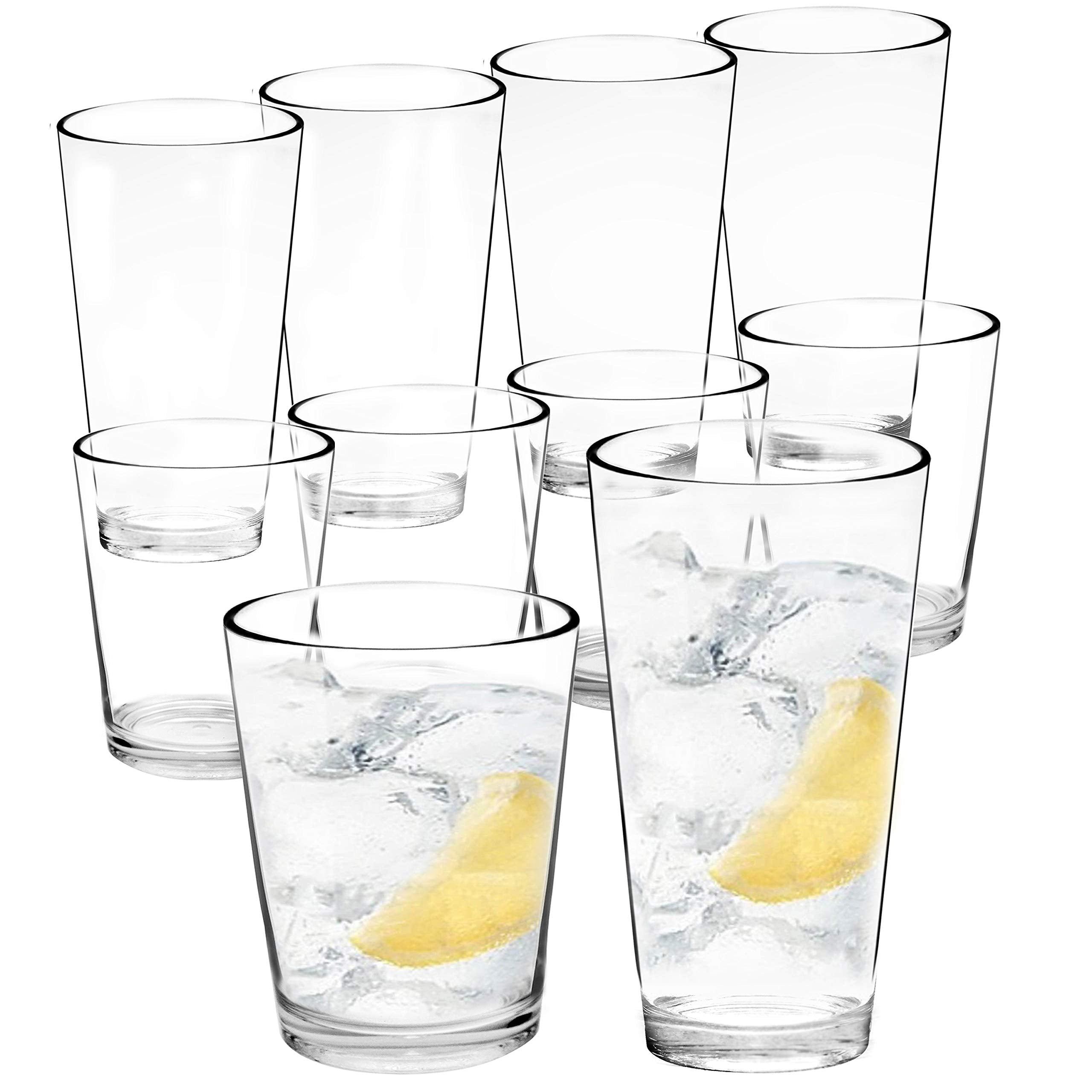 Youngever 8 Pcs Bistro Plastic Drinking Tumblers, Plastic Glasses, Reusable Plastic Cups, Unbreakable Glasses, Drinking Glasses 