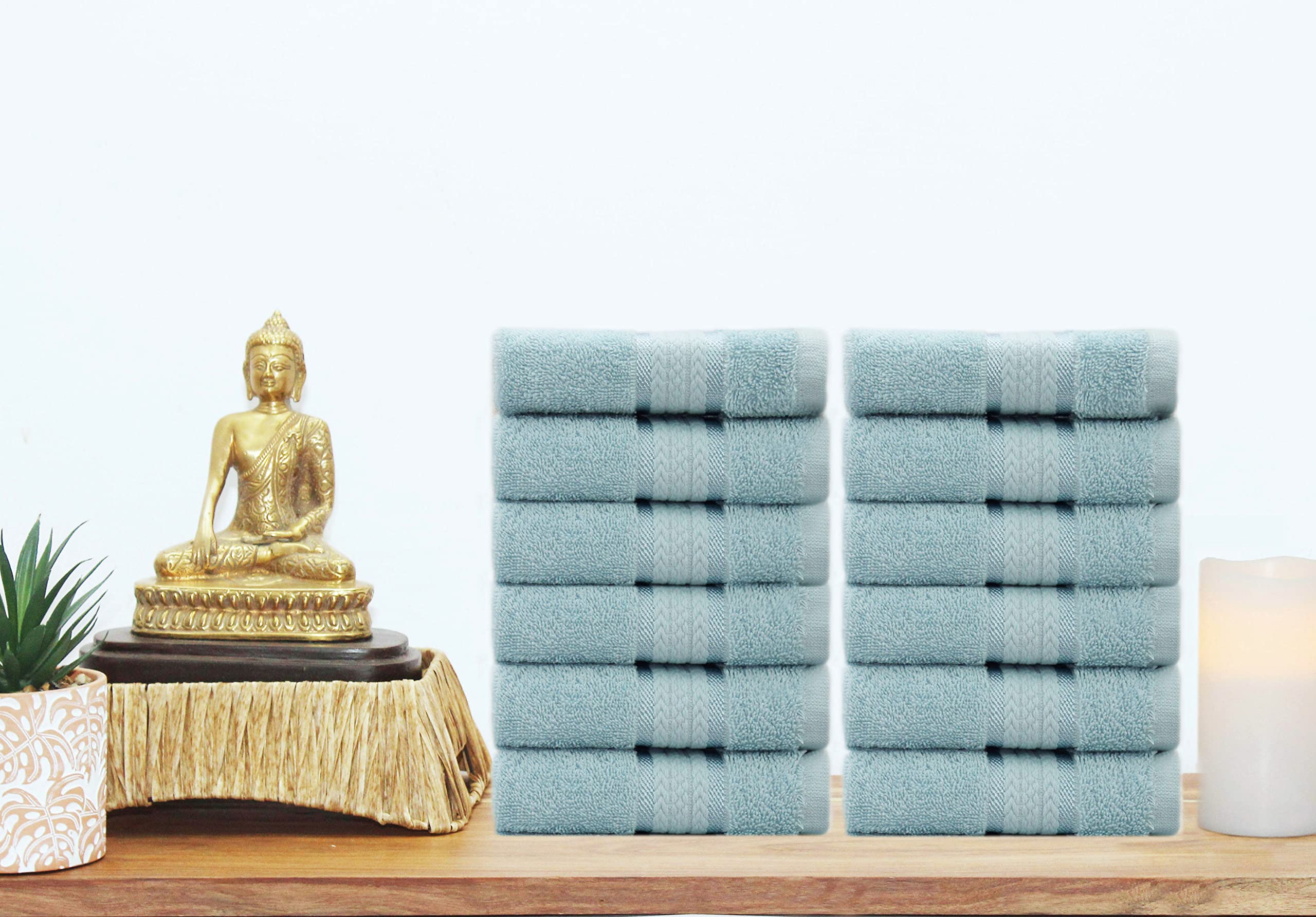 Cotton Craft Ultra Soft Washcloths -12 Pack- 12X12-100% Cotton Facecloths - Baby Wash Cloth Set - Absorbent Quick Dry Everyday L