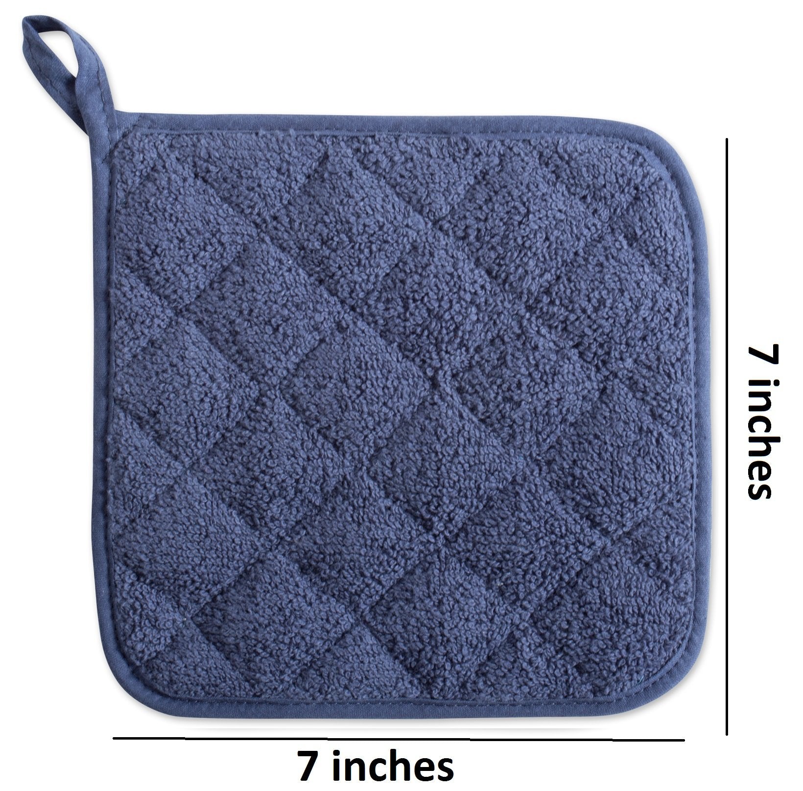 DII Basic Terry Collection Quilted 100% Cotton  Potholder  French Blue  3 Piece