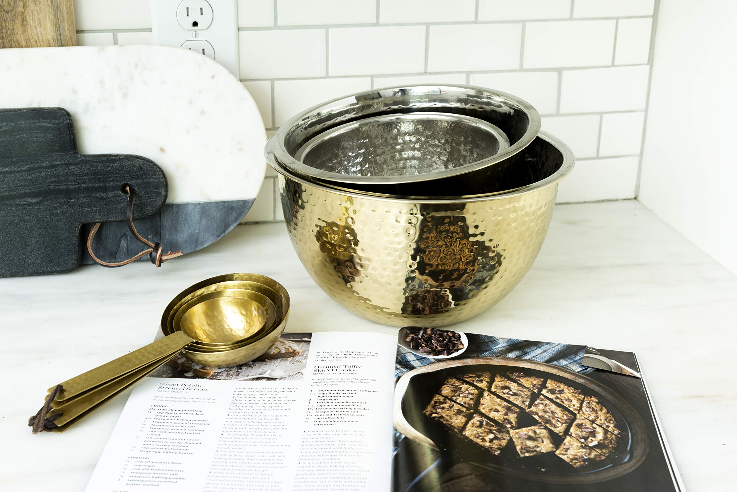 Creative Co-Op Hammered Stainless Steel Bowls In Gold Finish (Set Of 3 Sizes)