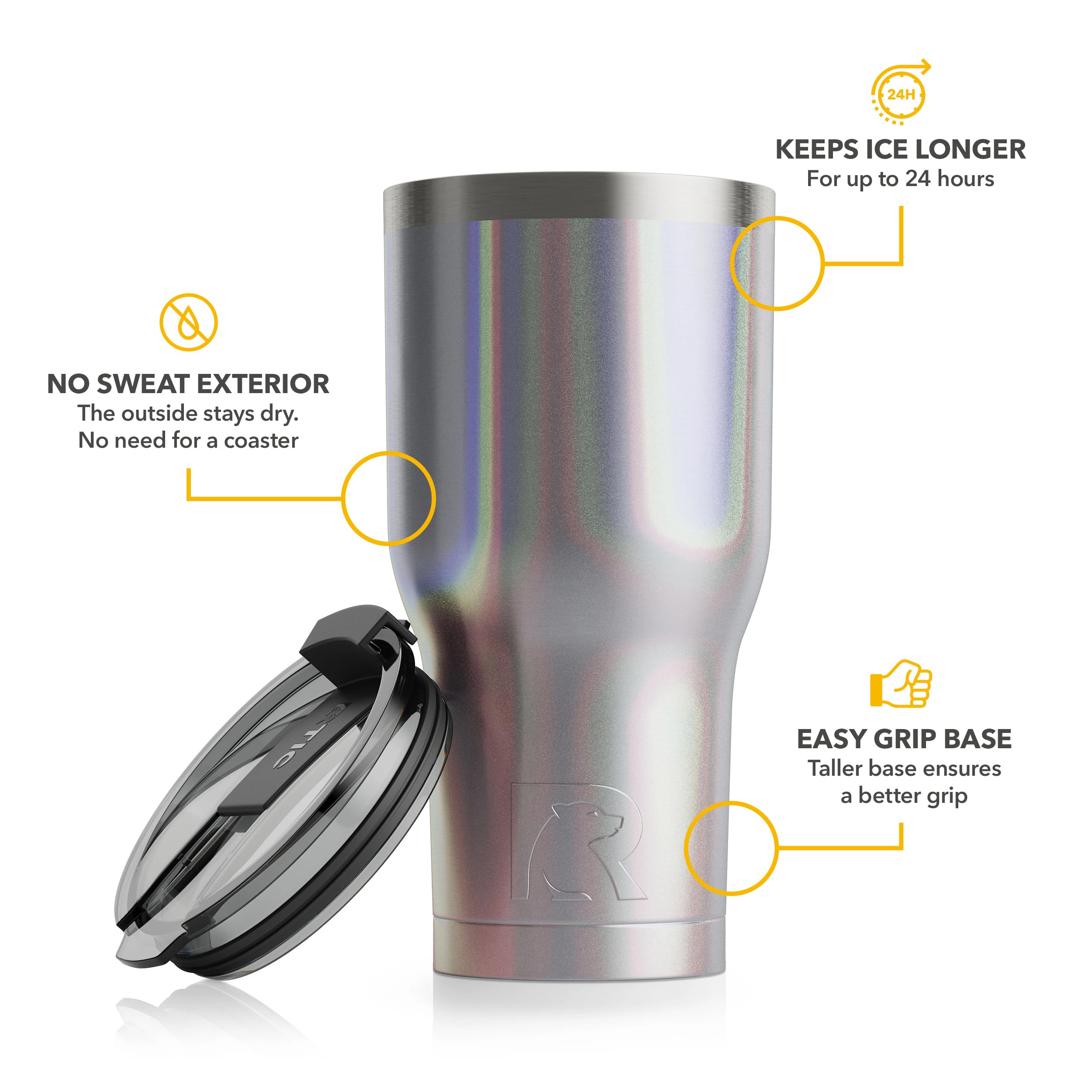 Rtic 30 Oz Insulated Tumbler Stainless Steel Coffee Travel Mug With Lid, Spill Proof, Hot Beverage And Cold, Portable Thermal Cu