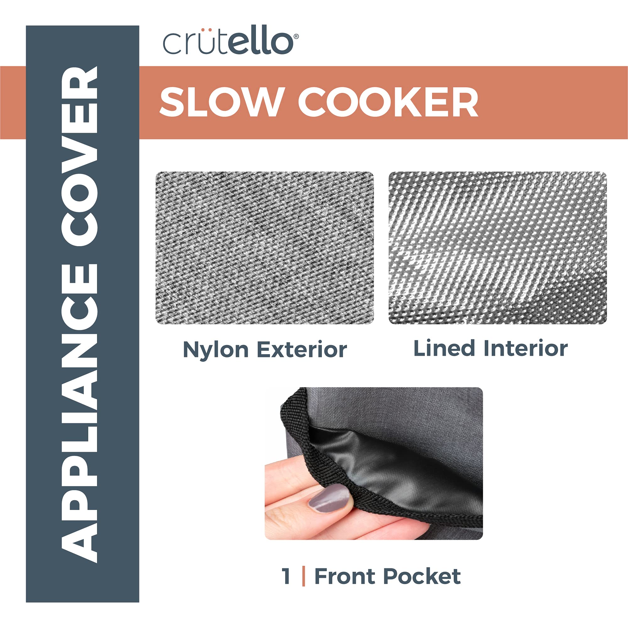 Crutello Crock Pot Cover Compatible With Hamilton Beach 6, 7 Or 8 Quart Slow Cooker - Small Appliance Dust Cover Measuring 18.57