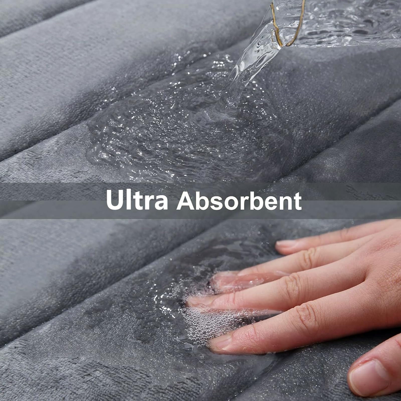 Buganda Memory Foam Bath Mat, 24 x 16, Ultra Soft and Non-Slip Bathroom Rugs, Water Absorbent and Machine Washable Bath Rug for