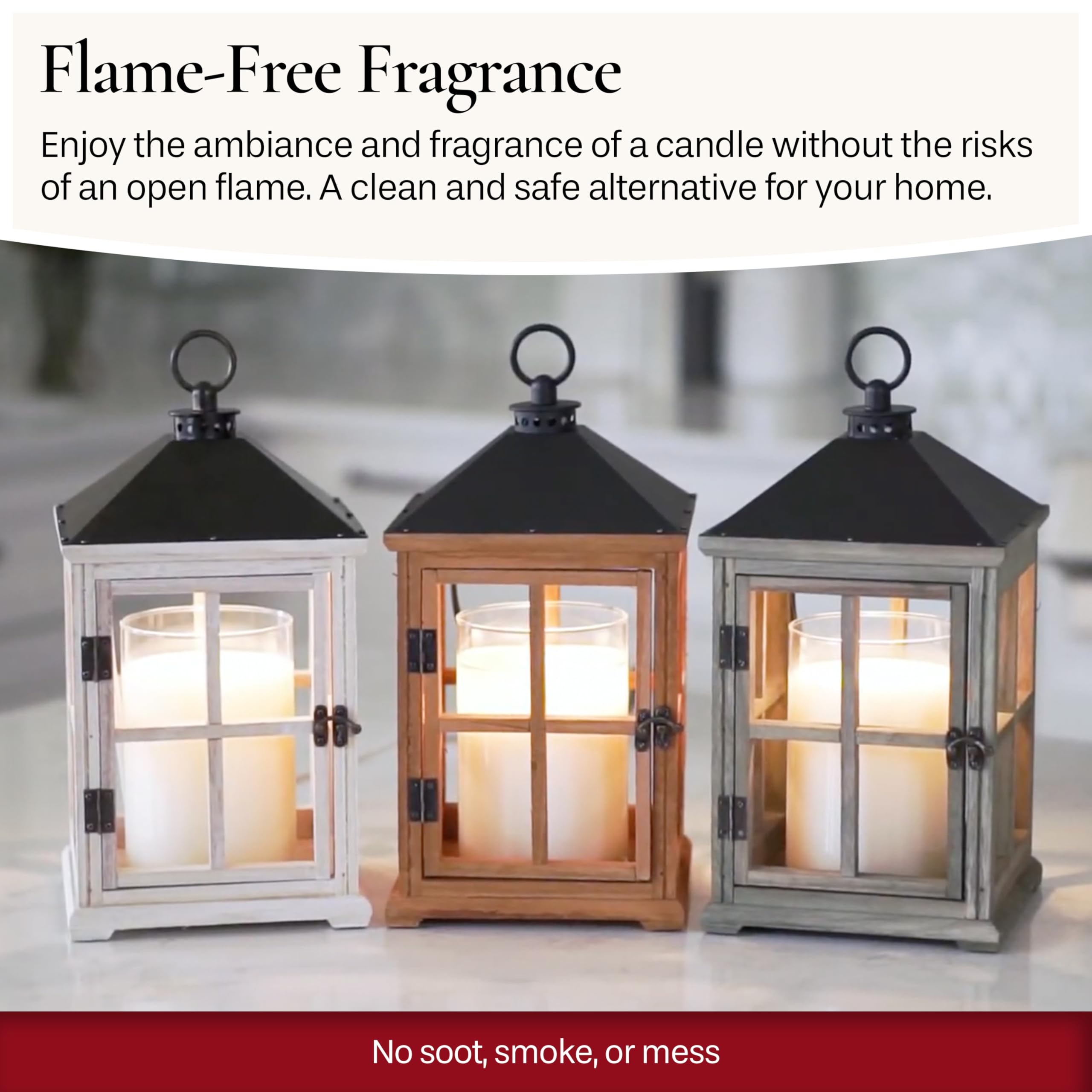 Candle Warmers Etc. White Wooden Farmhouse Candle Warmer Lantern - for Top-Down Warming & Flame-Free Fragrance