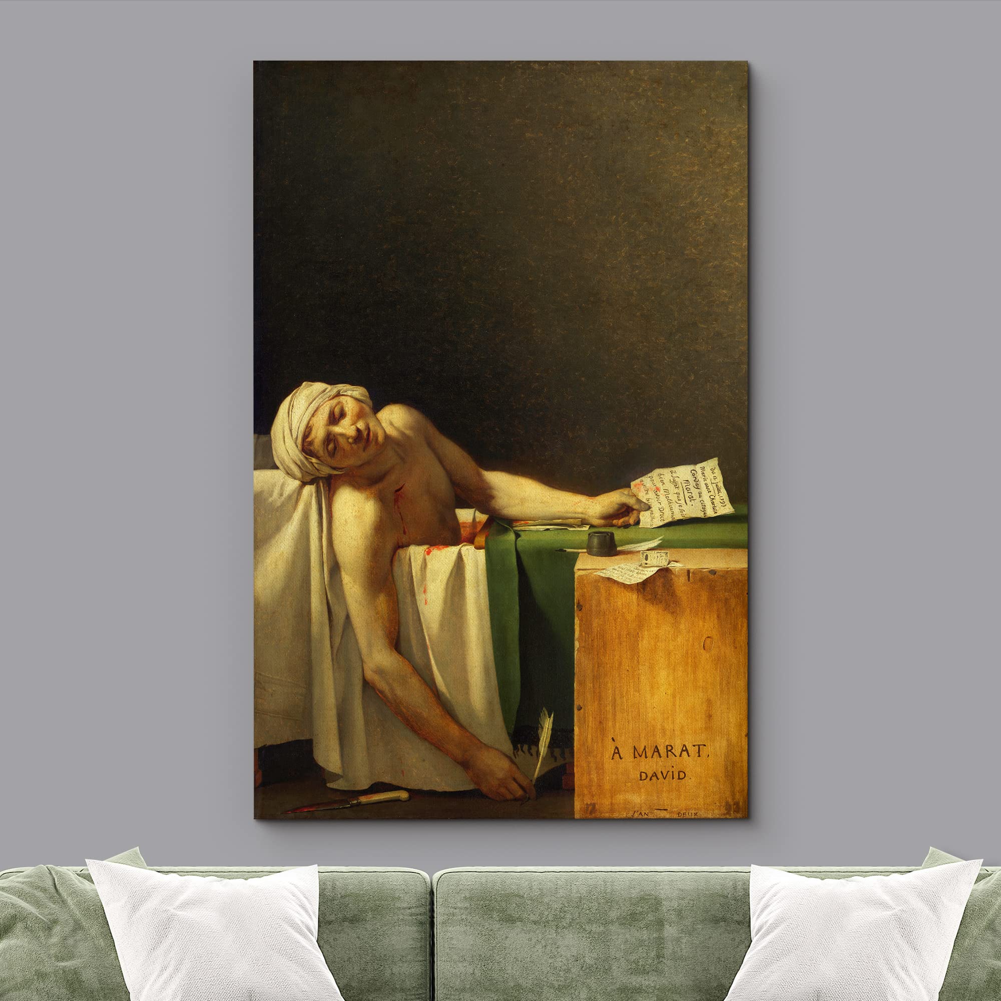 Wall26 - The Death Of Marat By Jacques-Louis David - Canvas Print Wall Art Famous Painting Reproduction - 32'' X 48''
