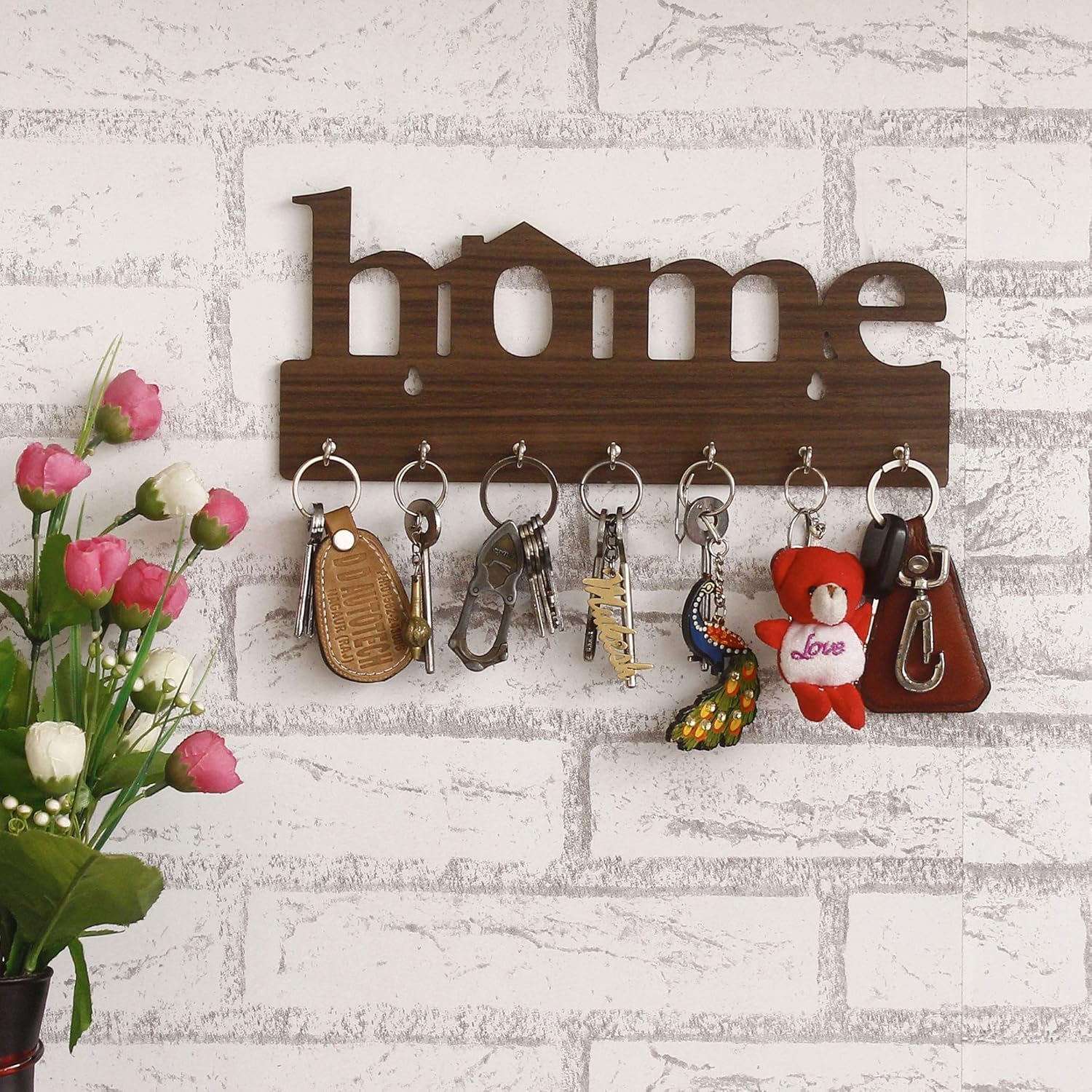 EXPRO Wall Mounted Key Holder for Home | Wooden Key Holder for Wall | Key Stand | Key Hanger | Key Chain Holders for Wall | 7 Ho