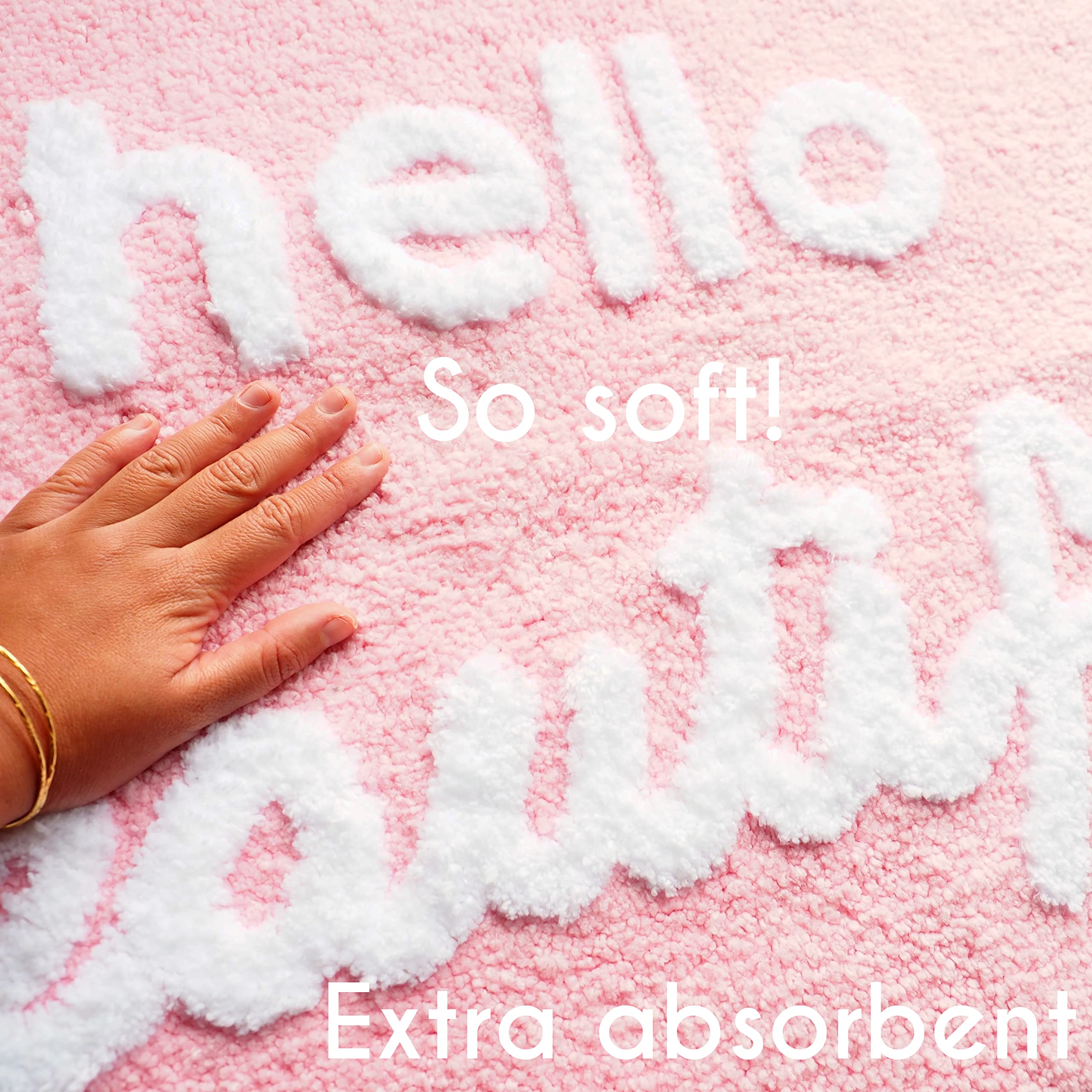 Evovee Hello Beautiful Bath Mat Light Pink Blush Peach Coral Cute Bathroom Rugs For Girls You Look Good Gorgeous Funny Shower Fu