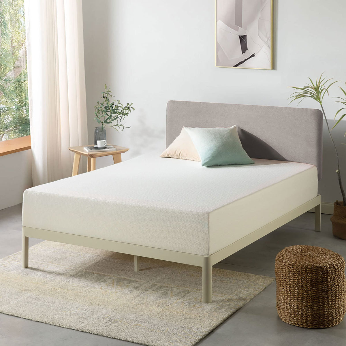 Best Price Mattress 10 Inch Queen Mattress Bed-In-A-Box, Green Tea Memory Foam , White