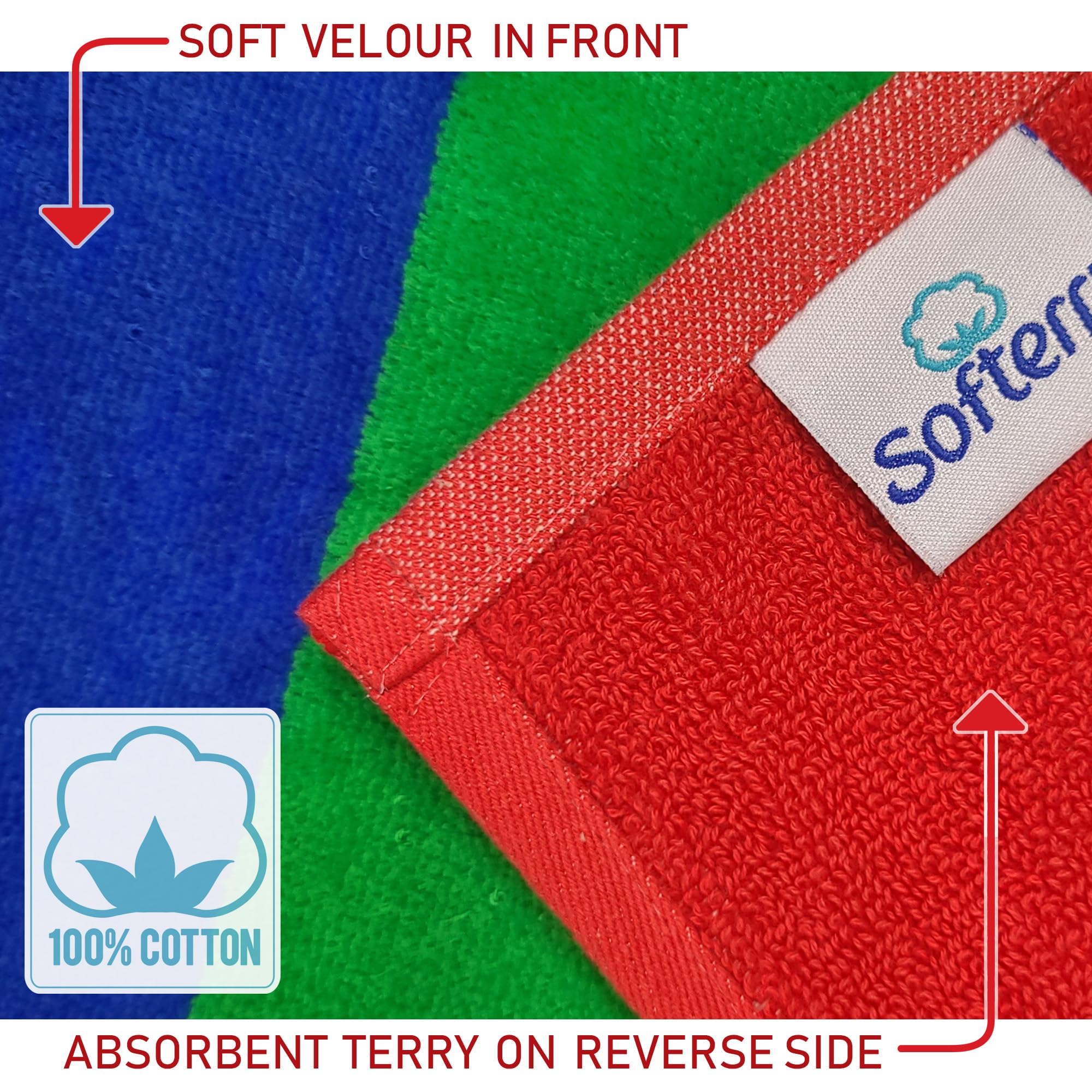 Softerry Gay Flag Beach Towel Lgbtqia+ Pride Parade 30 X 60 Inches Fluffy 450Gsm, Vibrant Colors, Absorbent, 100% Cotton (Revers