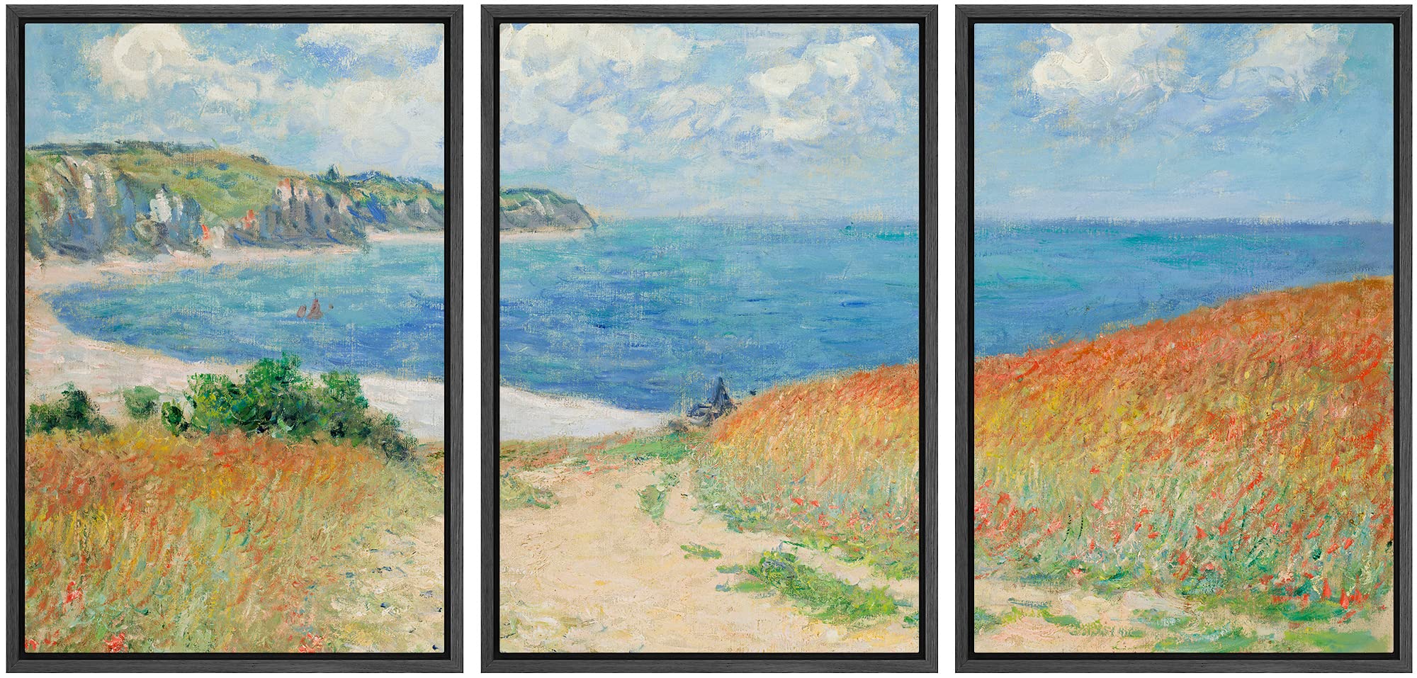 Wall26 Framed Canvas Print Wall Art Set Path Through The Corn At Pourville By Claude Monet Cultural Historic Oil Painting Fine A