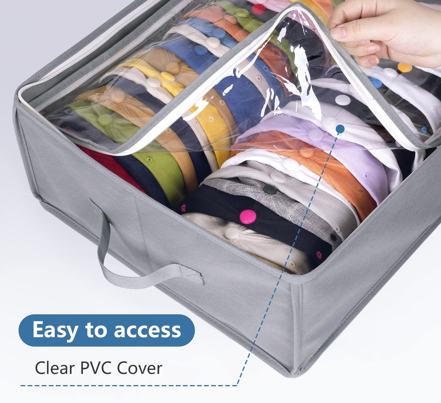 Aooda Large Hat Storage Box For Baseball Caps Organizer, Holds Up To 50 Caps Wide Hat Organizer For Closet With Cardboard, Under