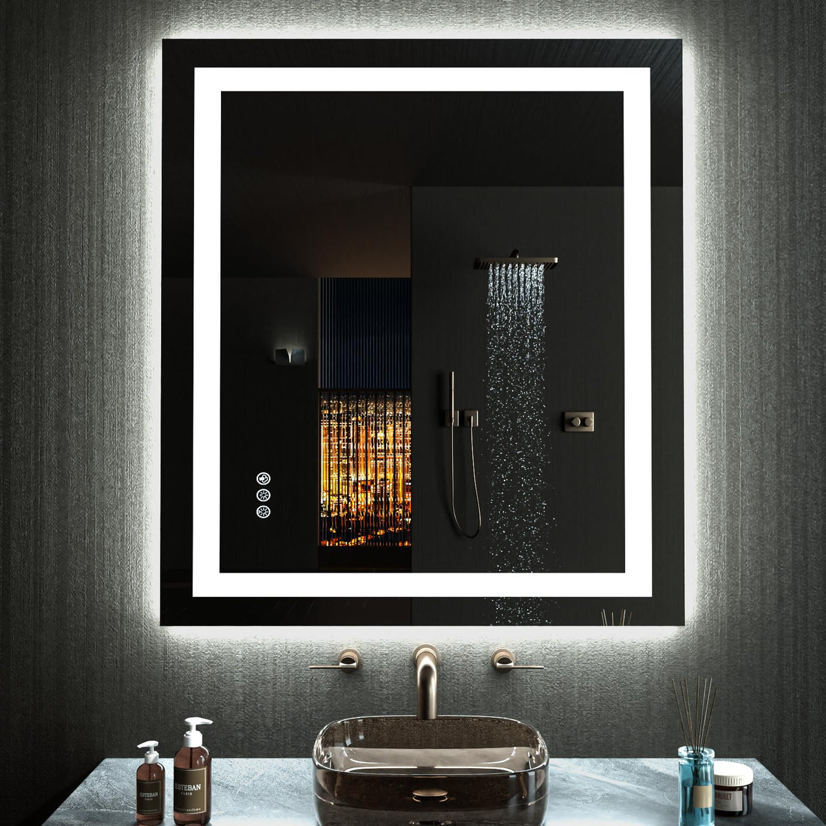 Loaao 24   X30 Rgb Led Bathroom Mirror With Lights, Large, Anti-Fog, Dimmable Smart Lighted Bathroom Vanity Mirror, Multiple Lig