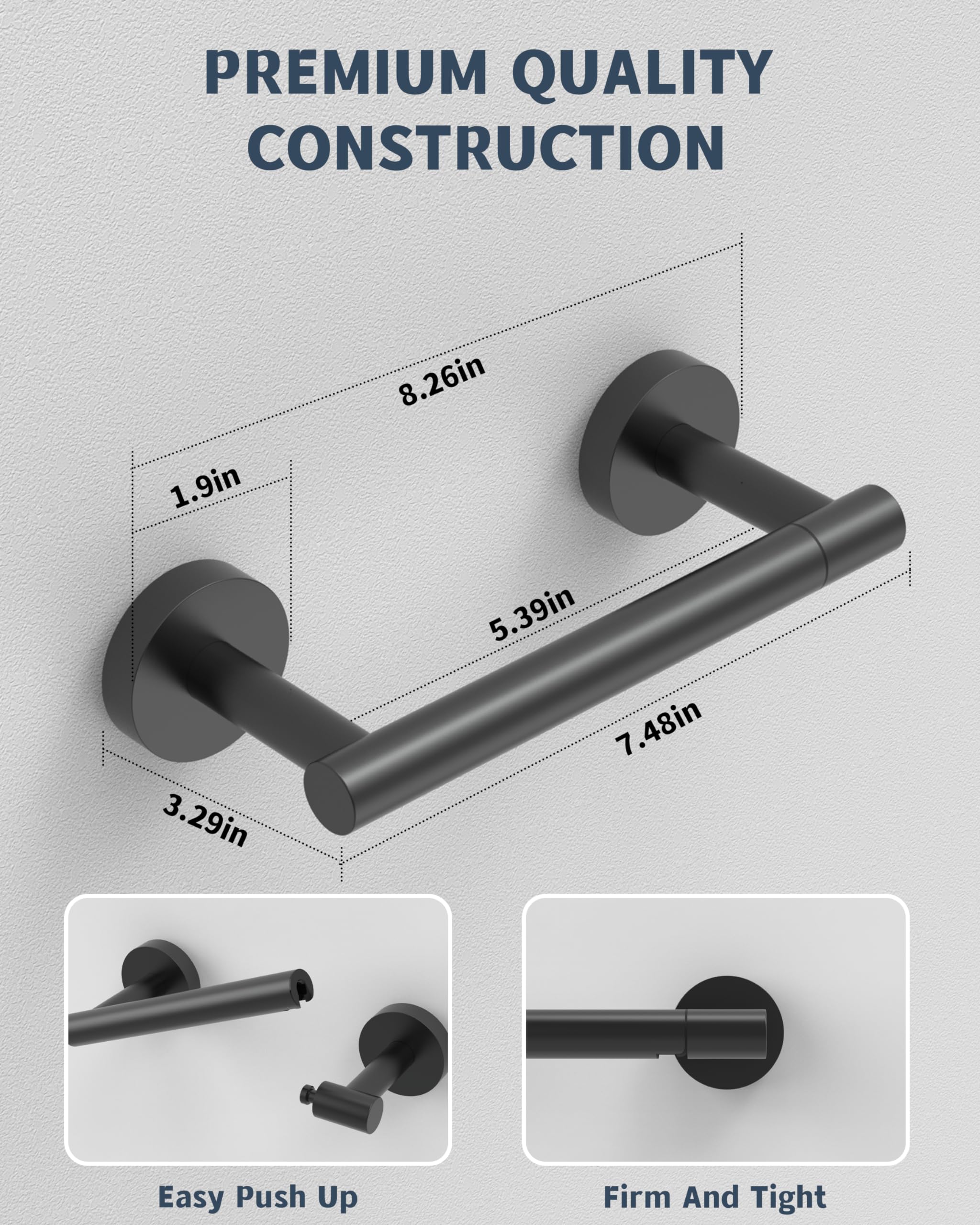 RARXTR Matte Black Toilet Paper Holder SUS304 Stainless Steel Double Post Pivoting Toilet Paper Roll Holder Wall Mounted Toilet Tissue Holder for Bathroom RV