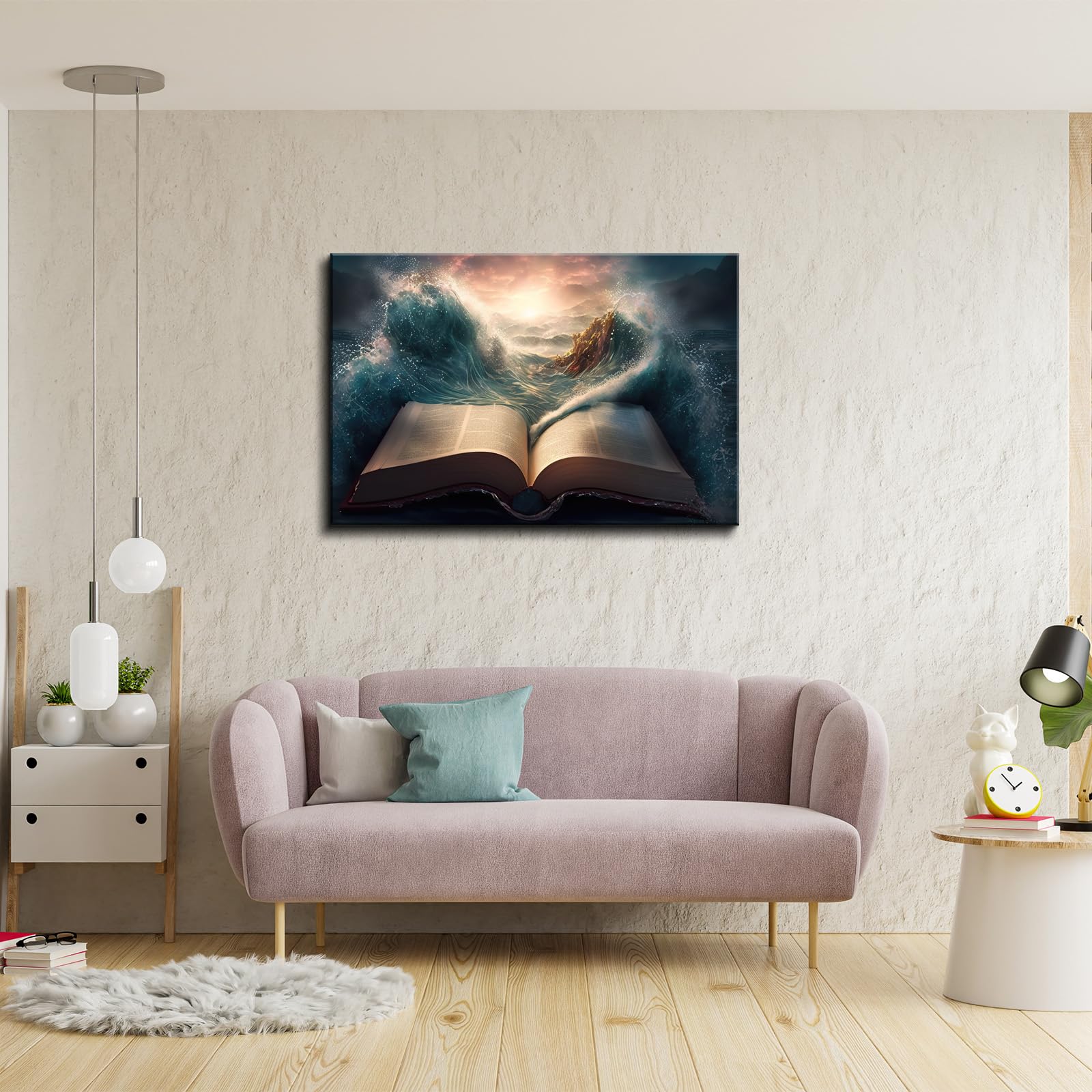 Yonica Jesus Wall Decor, Christian Bible Wall Home Posters, Judah Religious Lord Prayer Bible Wall Art Framed Canvas 24''X36'' (