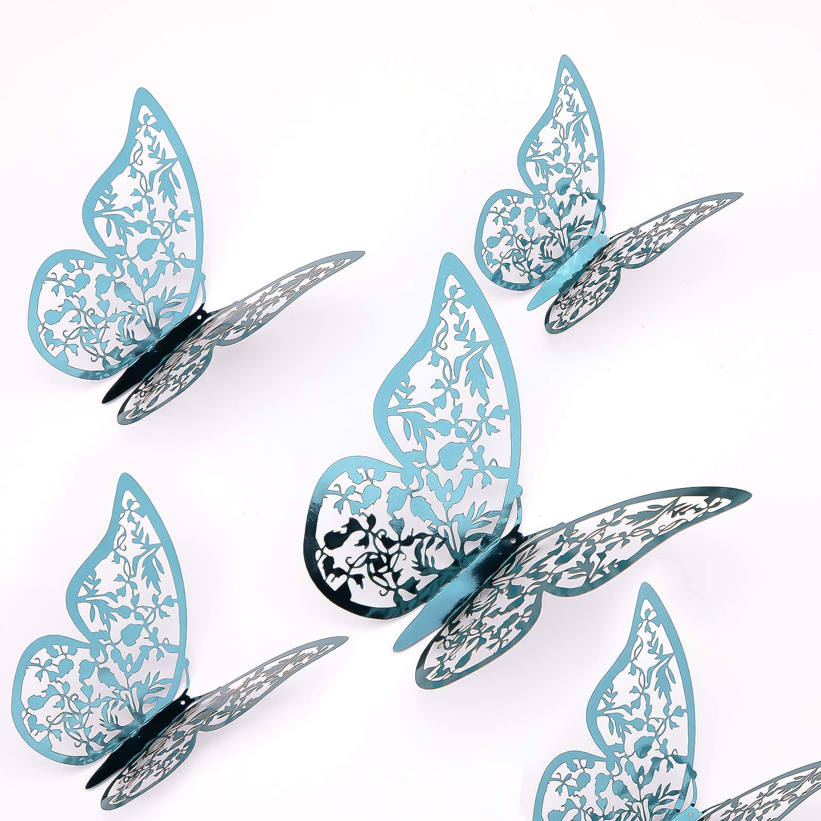 Aiex 24Pcs 3D Butterfly Wall Stickers 3 Sizes Butterfly Wall Decals Room Wall Decoration For Bedroom Party Wedding Decors (Indig