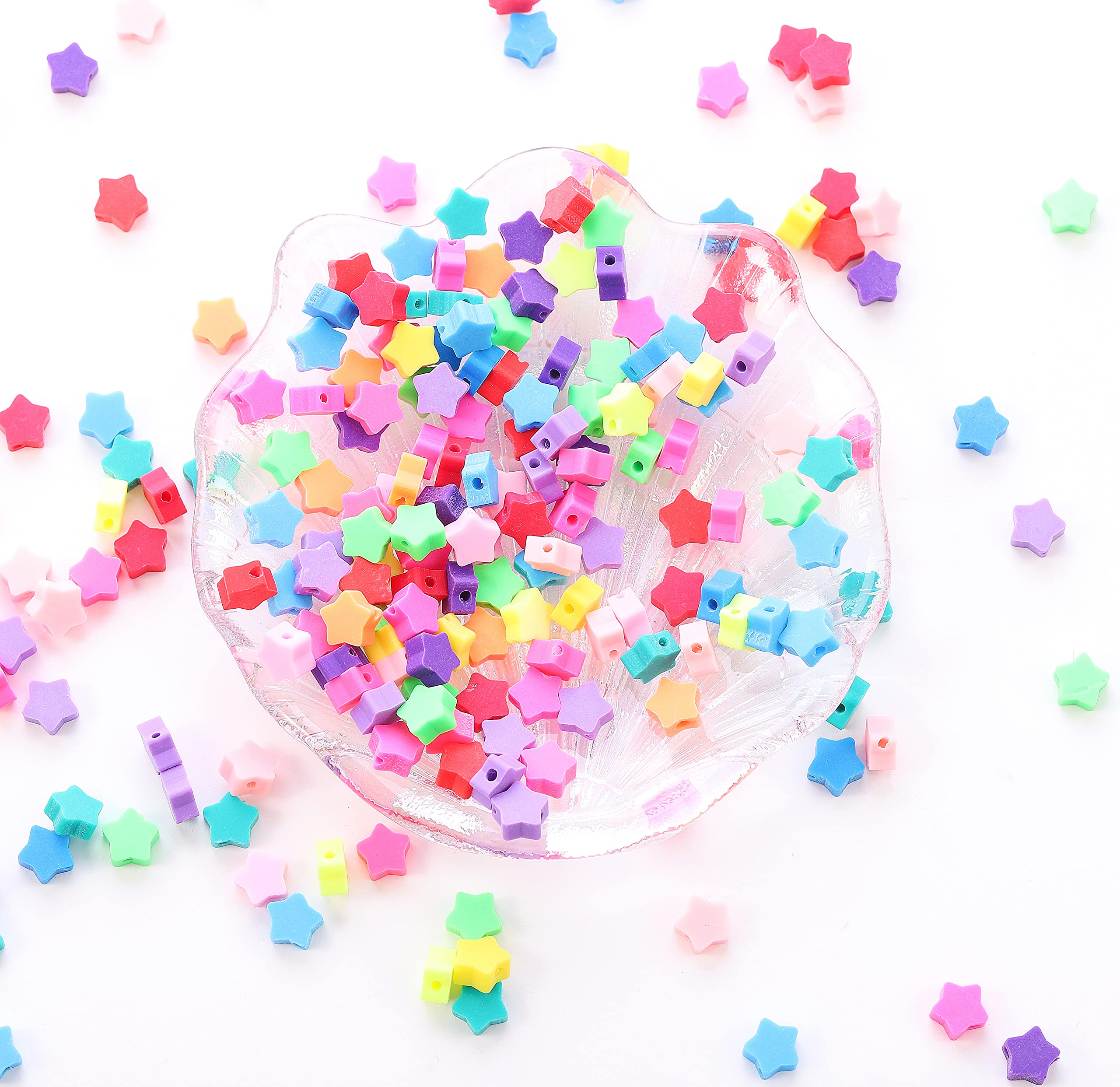 100Pcs Star Polymer Clay Spacer Beads For Women Girls Jewelry Making Diy Bracelet Necklace Hair Clip Accessories (Star)