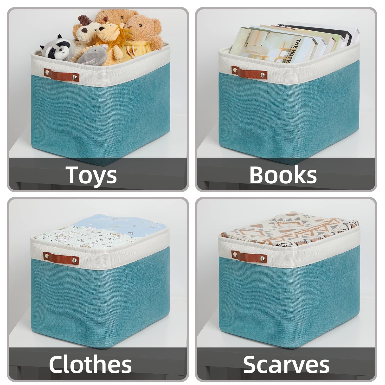 Hnzige Extra Large Fabric Storage Bin Baskets For Organizing Shelves [2 Pack] Storage Baskets For Closet 16 '' X 11.8 '' X 11.8