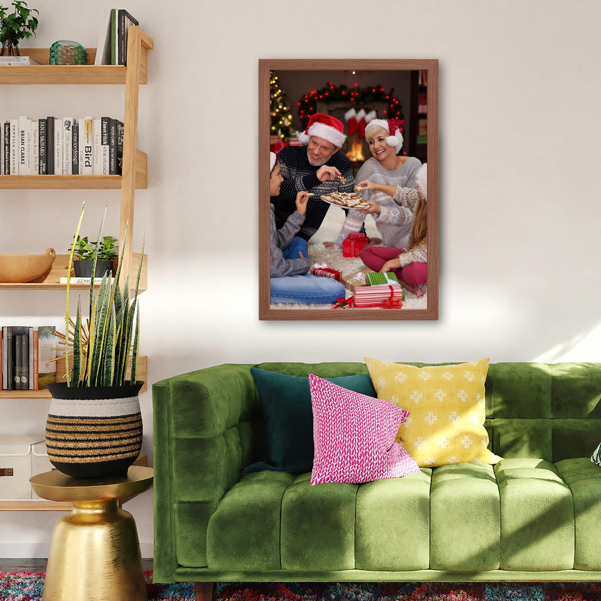 Framed Custom Canvas Prints With Your Photos Personalized Photo To Canvas Print Gifts For Couples Friends Family Baby Pets(Brown