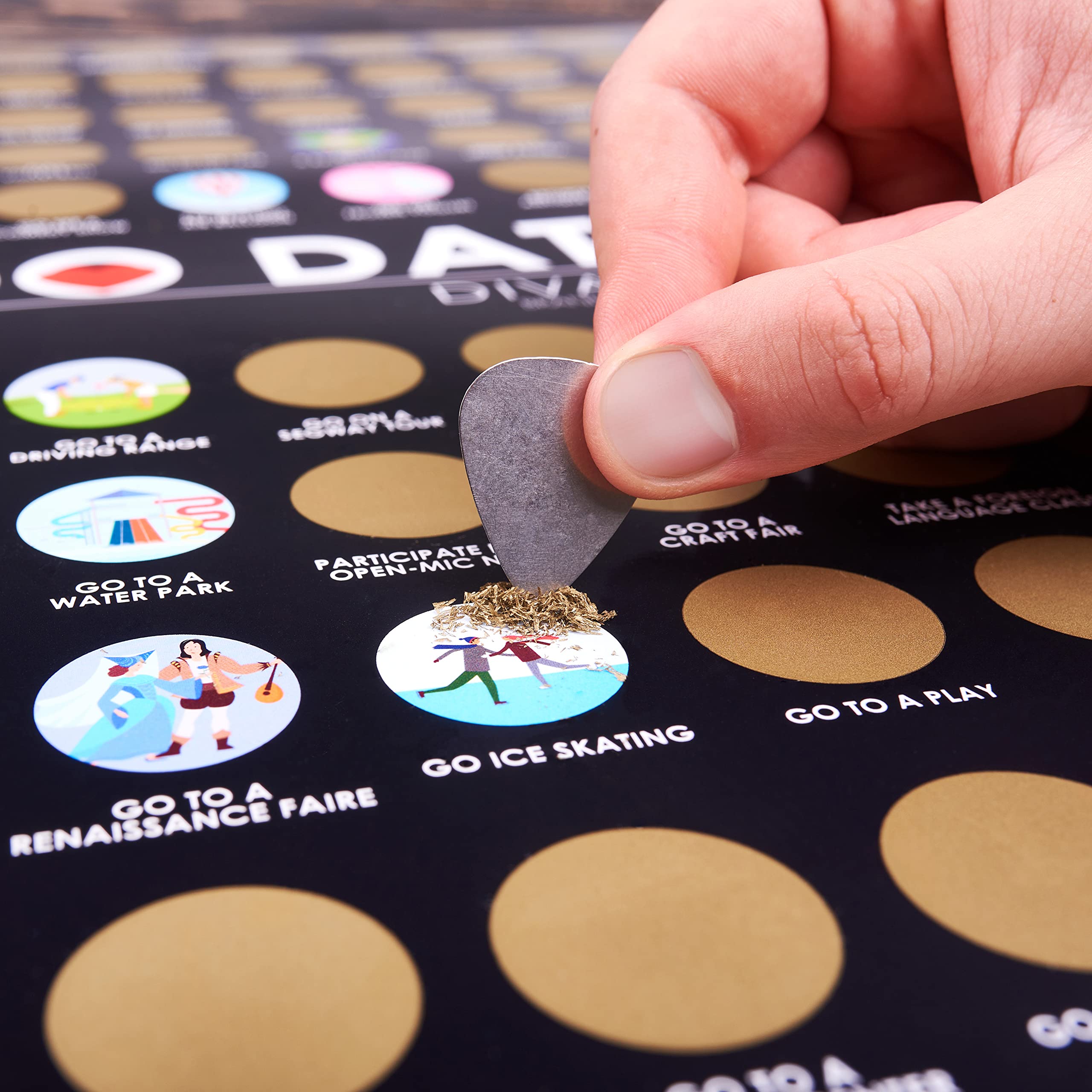 100 Dates Scratch Off Bucket List Poster - Large Scratching Poster For Adventure Couple - Things To Do Bucket List For Couple -