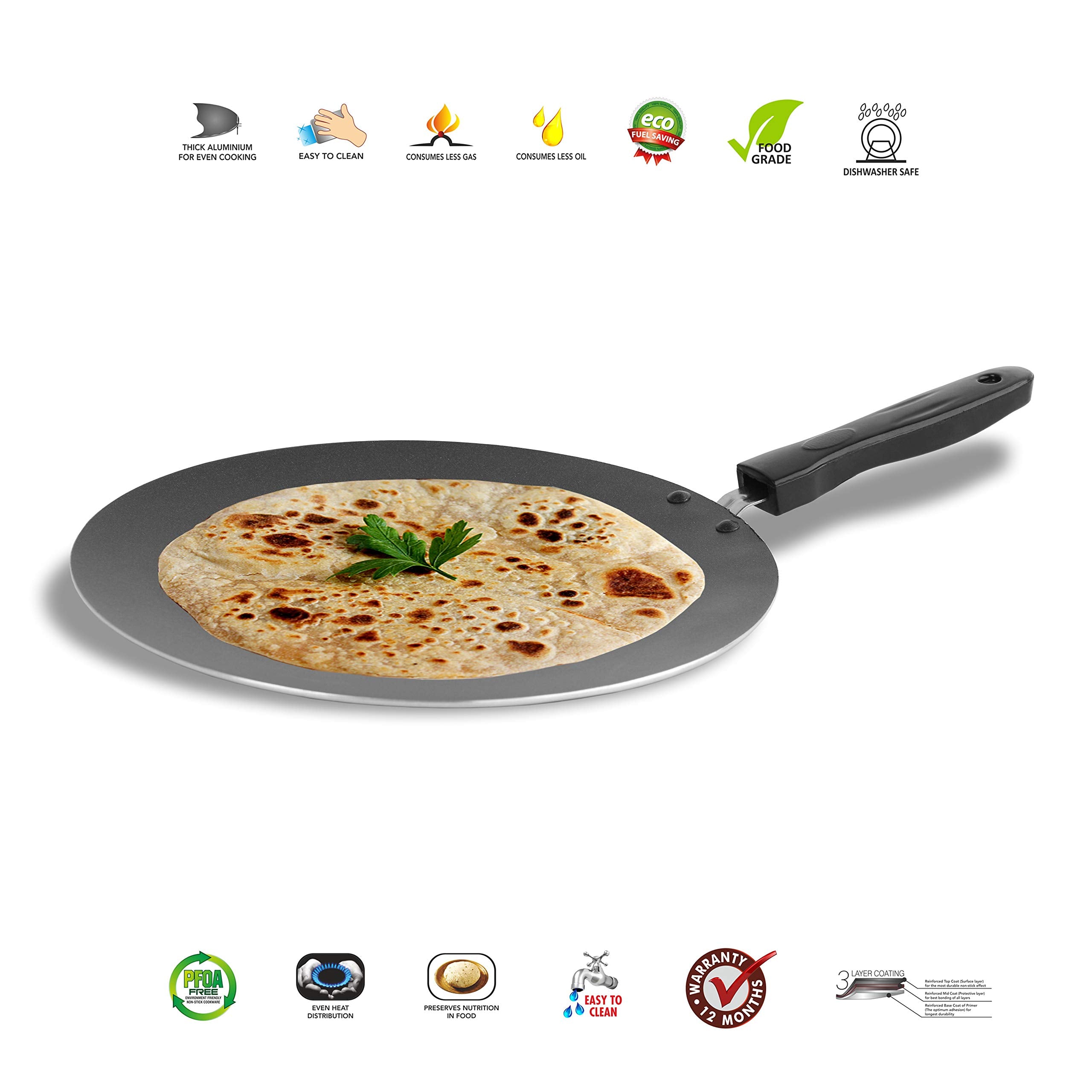 Sumeet 2.6Mm Non Stick Concave Tawa - 28Cm Dia