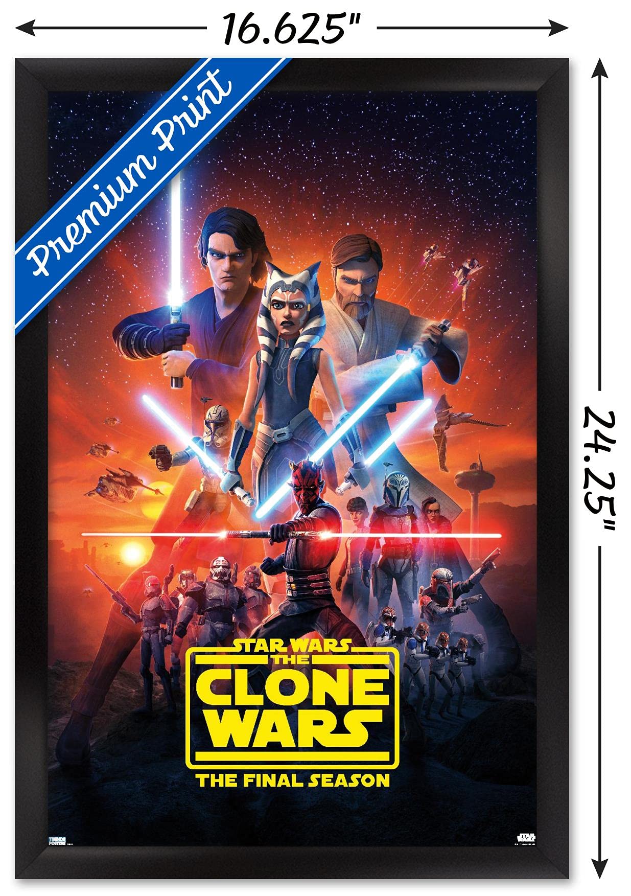 Trends International Star Wars: The Clone Wars - Season 7 Key Art Wall Poster, 14.725'' X 22.375'', Black Framed Version