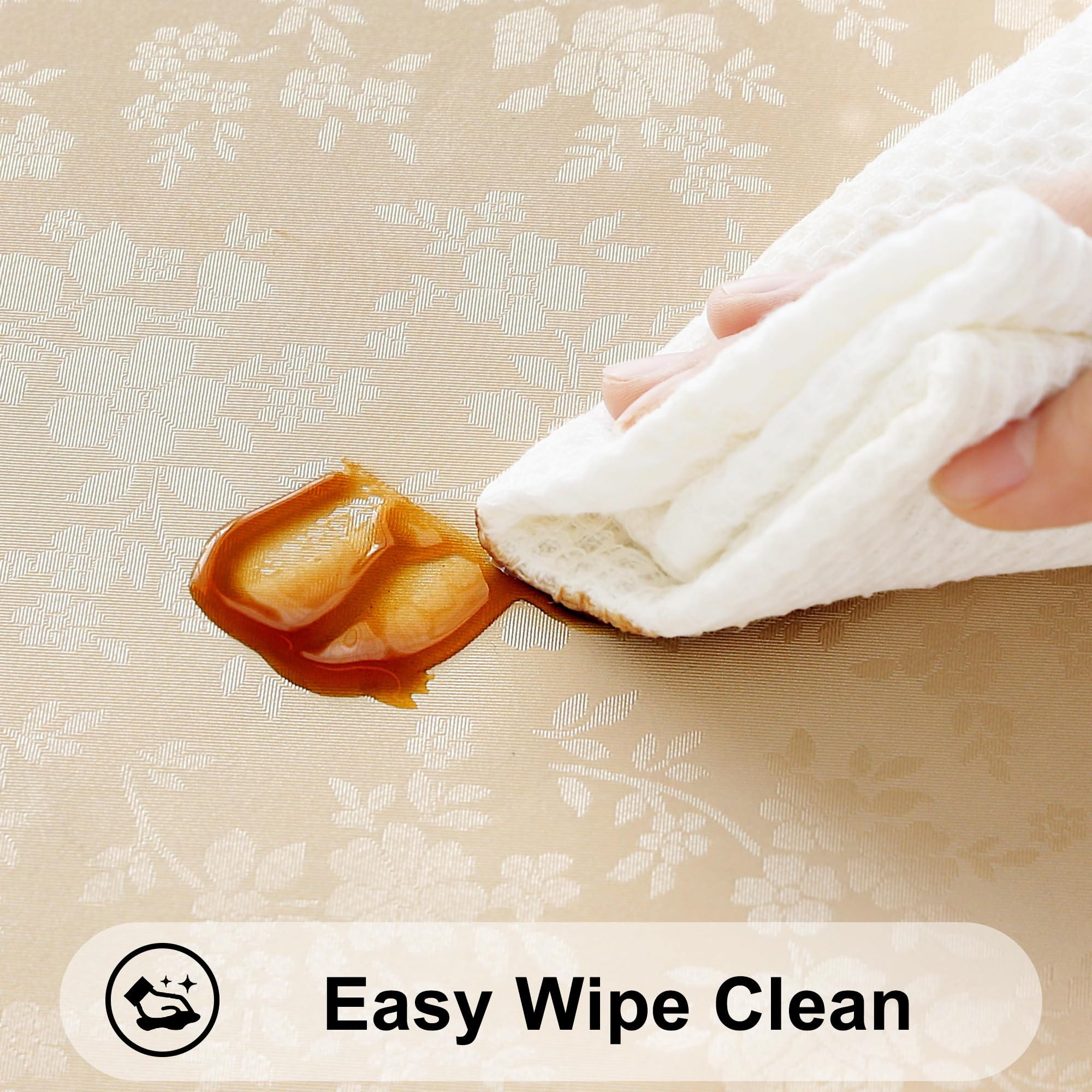 Smiry Round Table Cloth, Waterproof Heavy Duty Vinyl Tablecloths, Wipeable Washable Table Cover For Kitchen And Dining Room (Bei