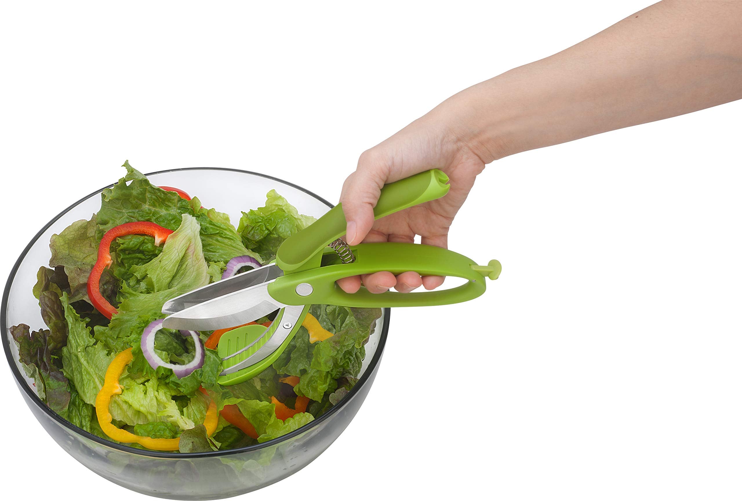 Trudeau Toss and Chop Salad Tongs, Stainless Steel, One Size, Green, Model 09610135