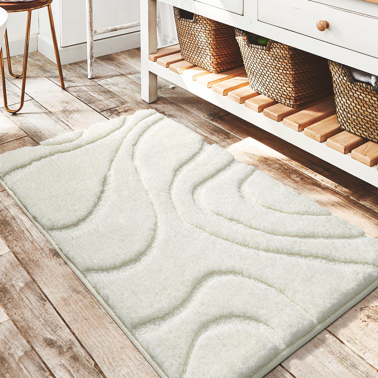 Exde Bathroom Rugs Mat, Soft Plush Shaggy Microfiber Bath Rug, Non Slip Bath Mats For Bathroom Floor, Machine Washable Absorbent