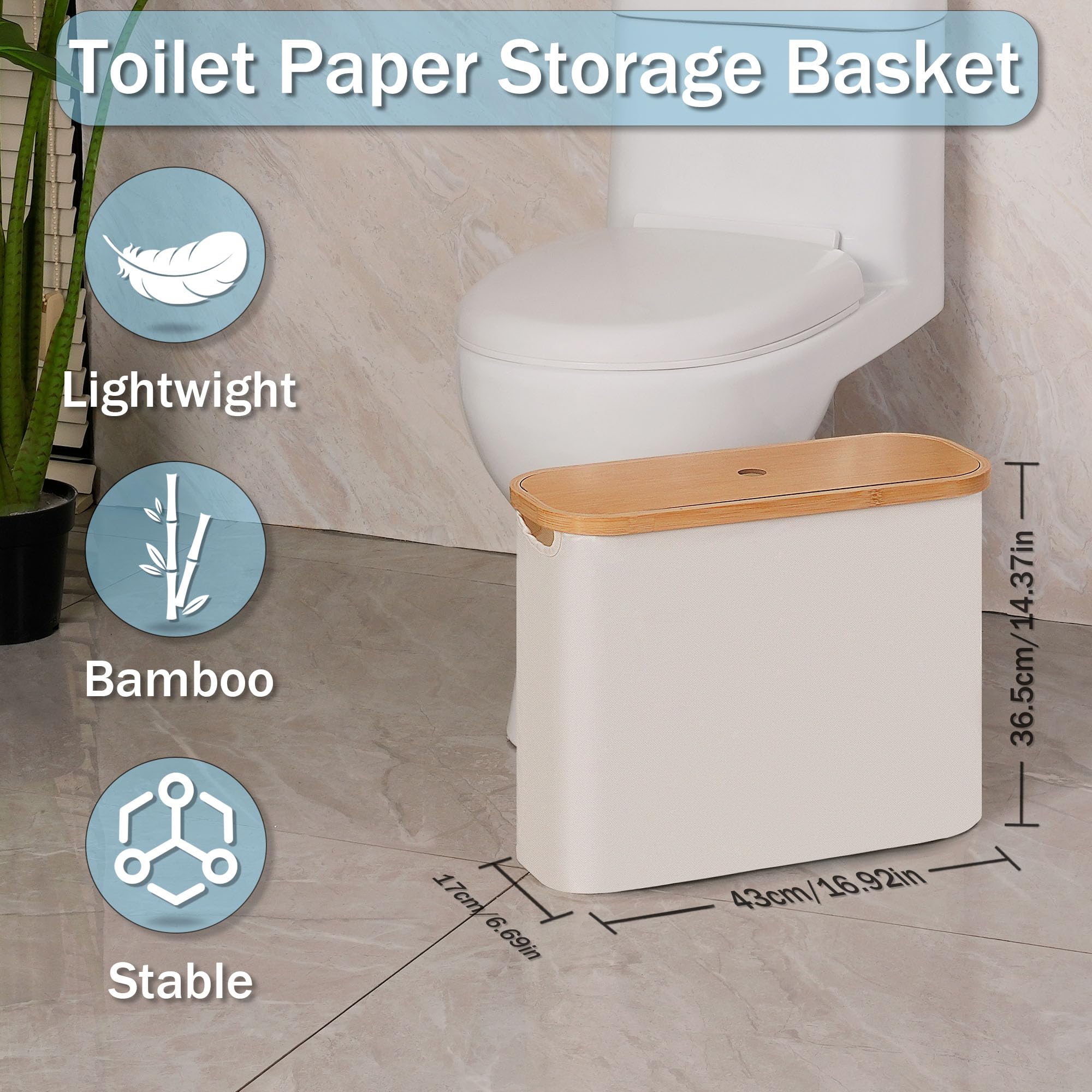 Efluky Toilet Paper Basket, Toilet Paper Storage With Lid, Toilet Paper Organizer For Bathroom, Free Standing Toilet Paper Holde