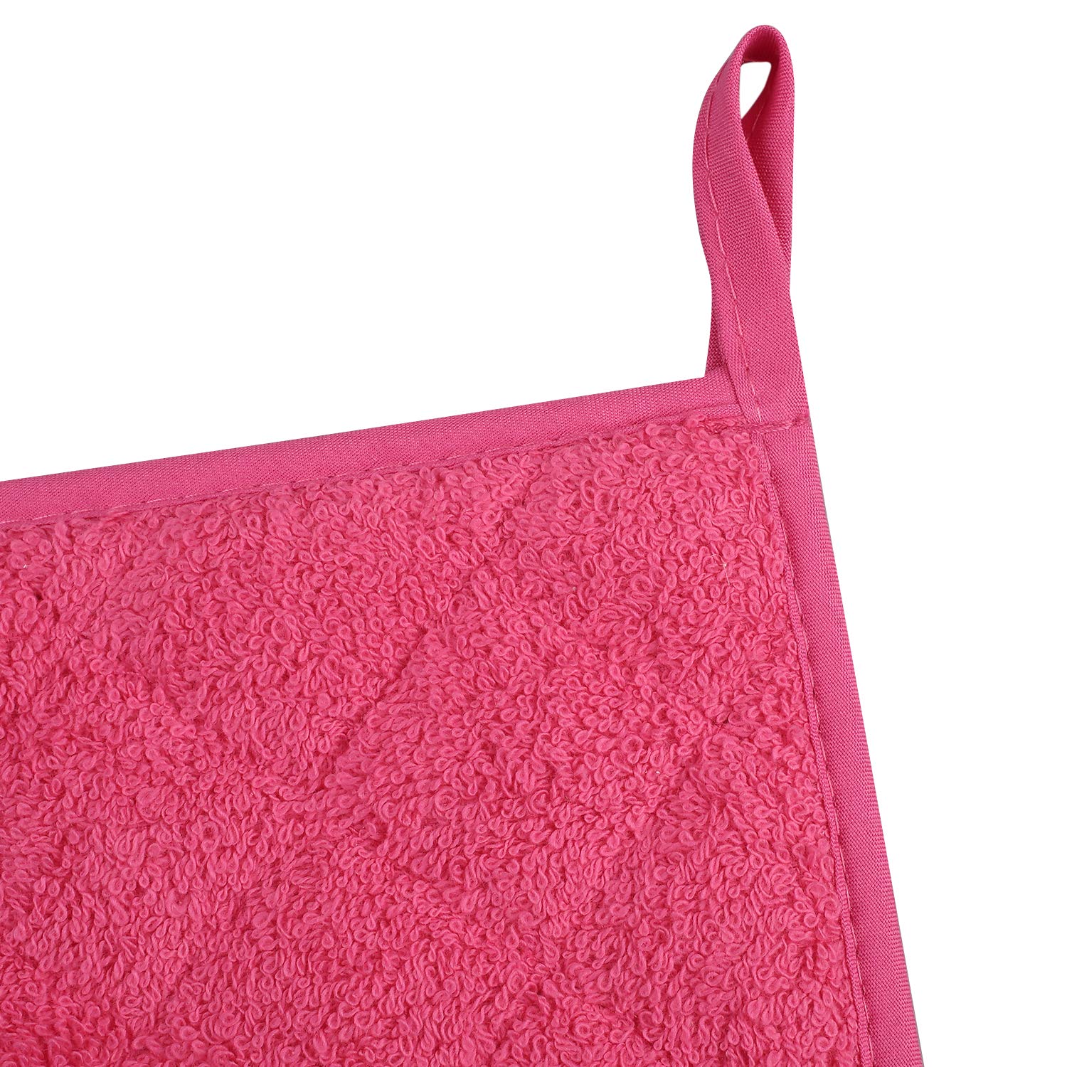 100% Cotton Kitchen Everyday Basic Terry Pot Holder Heat Resistant Coaster Potholder for Cooking and Baking Set of 5 (Dark Pink  Potholder)