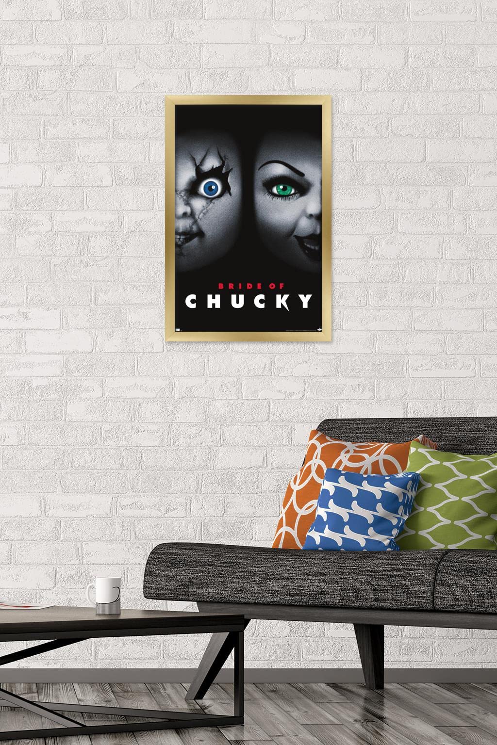 Trends International Child'S Play: Bride Of Chucky - One Sheet Wall Poster, 14.725'' X 22.375'', Gold Framed Version