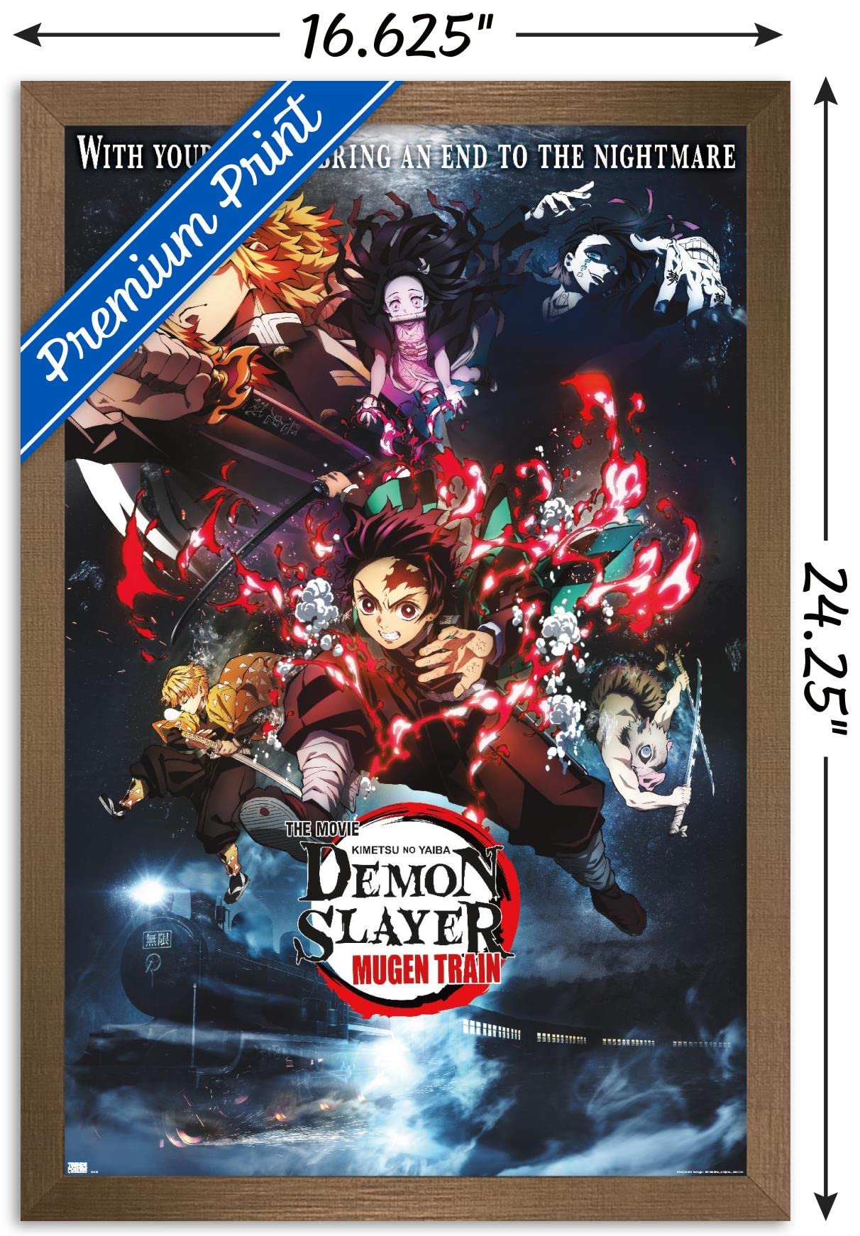 Trends International Demon Slayer: Mugen Train - Collage One Sheet Wall Poster, 14.725'' X 22.375'', Bronze Framed Version