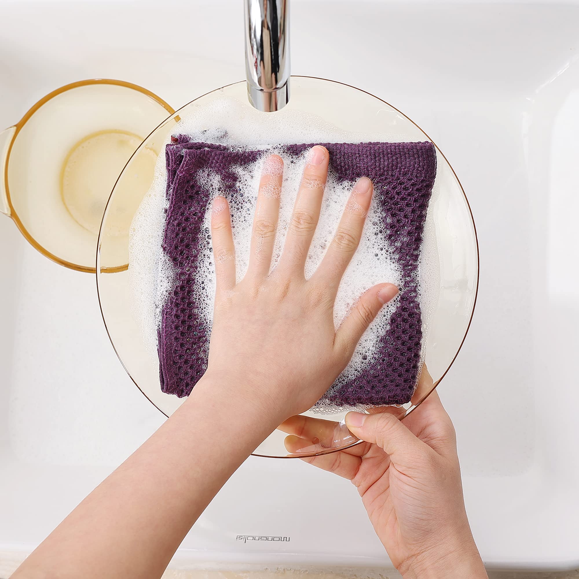 Homaxy 100% Cotton Waffle Weave Kitchen Dish Cloths, Ultra Soft Absorbent Quick Drying Dish Towels, 12 x 12 Inches, 6-Pack, Purp